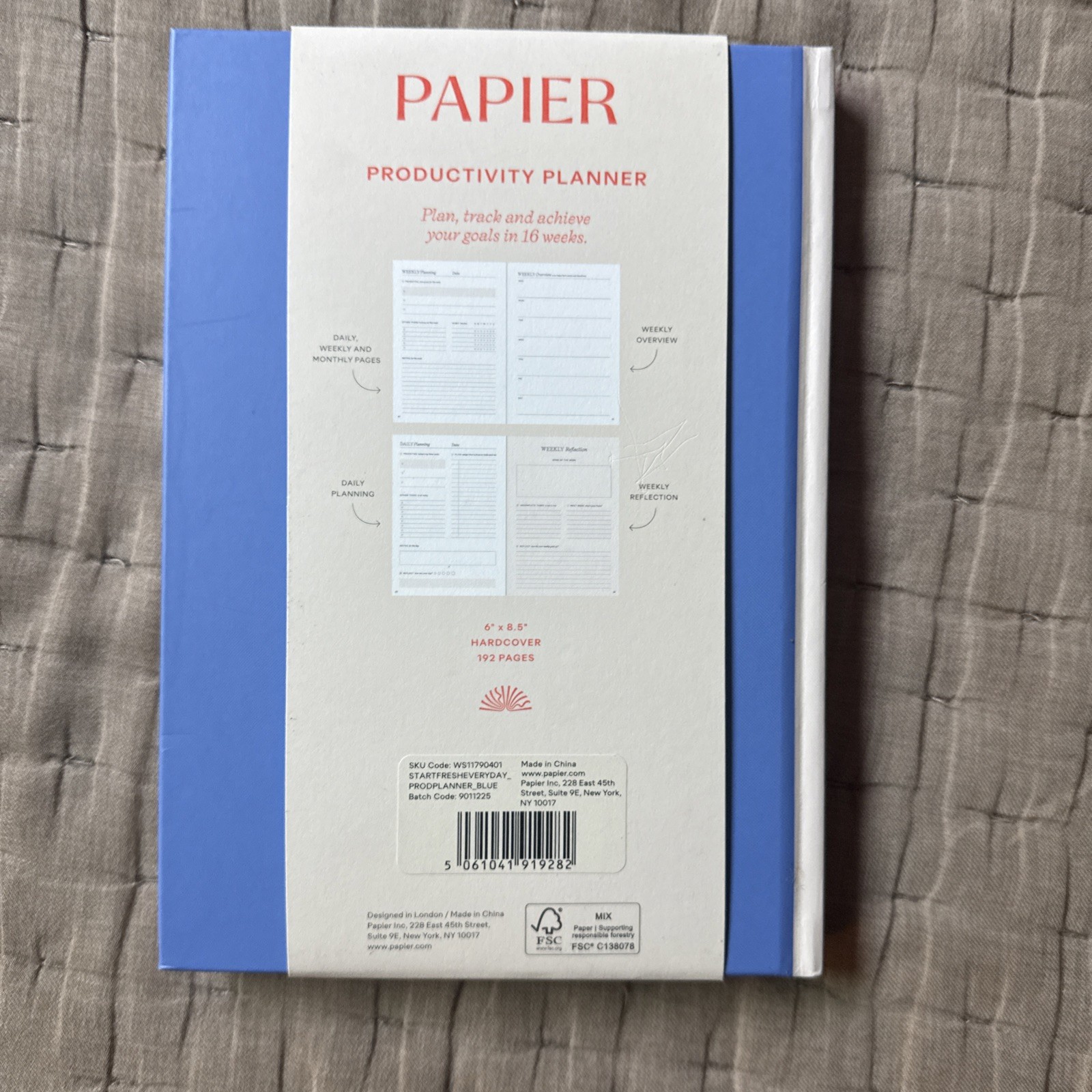 Papier Start Fresh Every Day Productivity Planner Hardcover 192 Pages Organizer￼