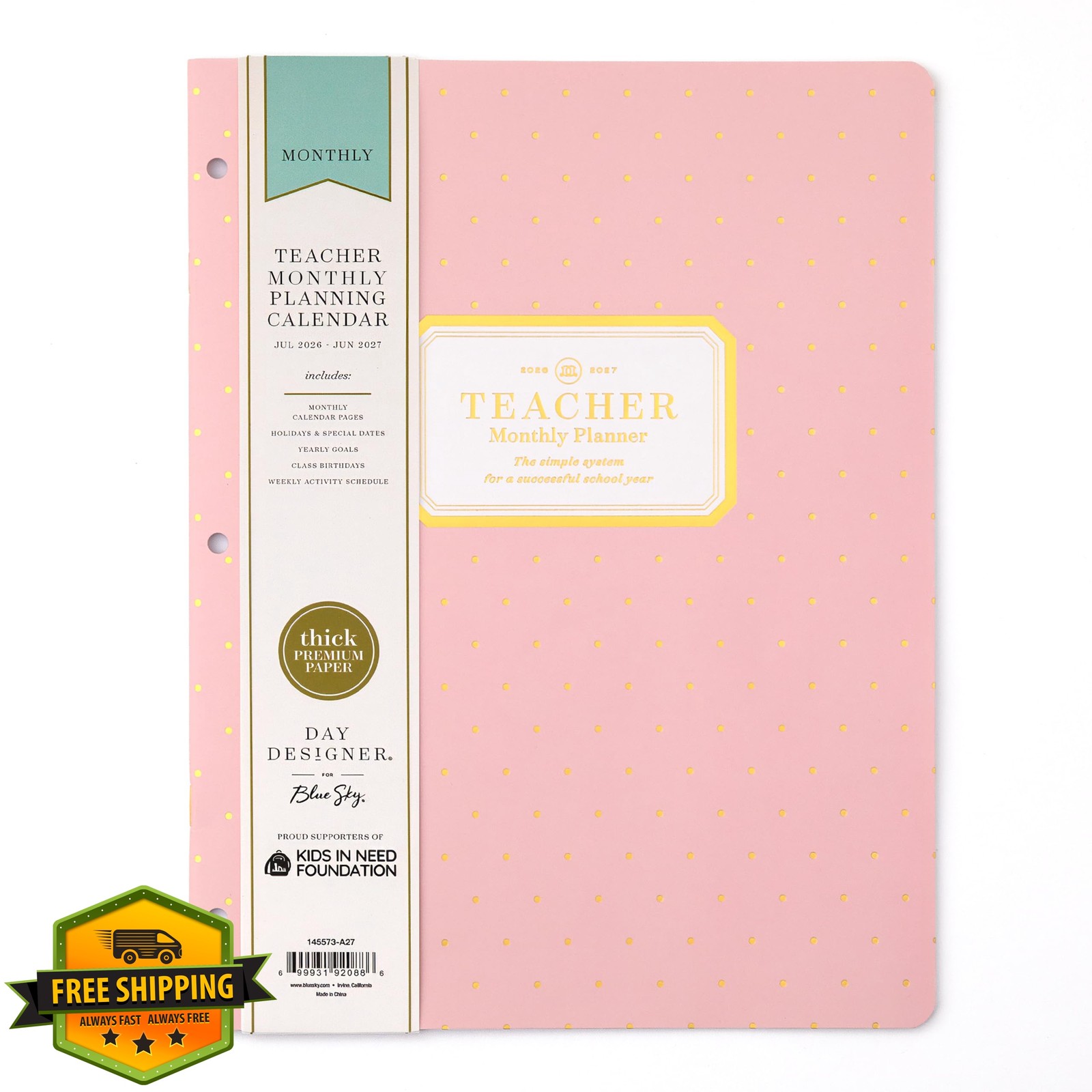 Blue Sky Swiss Dot Blush 8.5×11 Planner