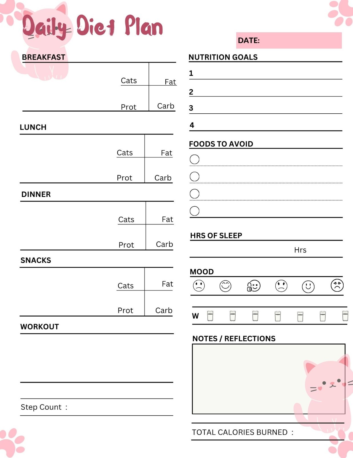 Digital Planner | Maintain your Diet and Food Fitness Goodnotes iPad Planner Pdf