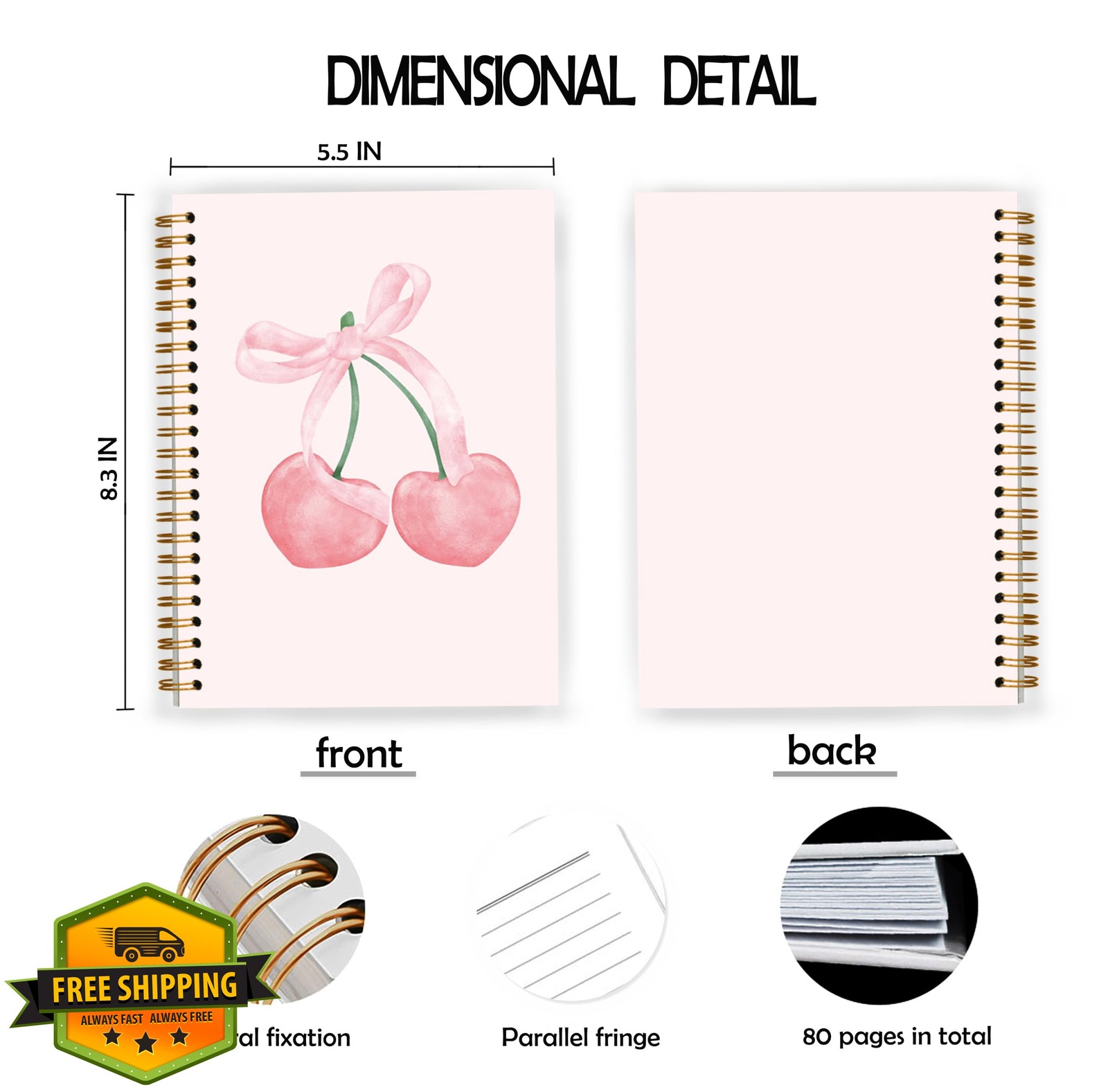 JWVK Pink Cherry Notebook 5.5×8.3 pinkish purple 12