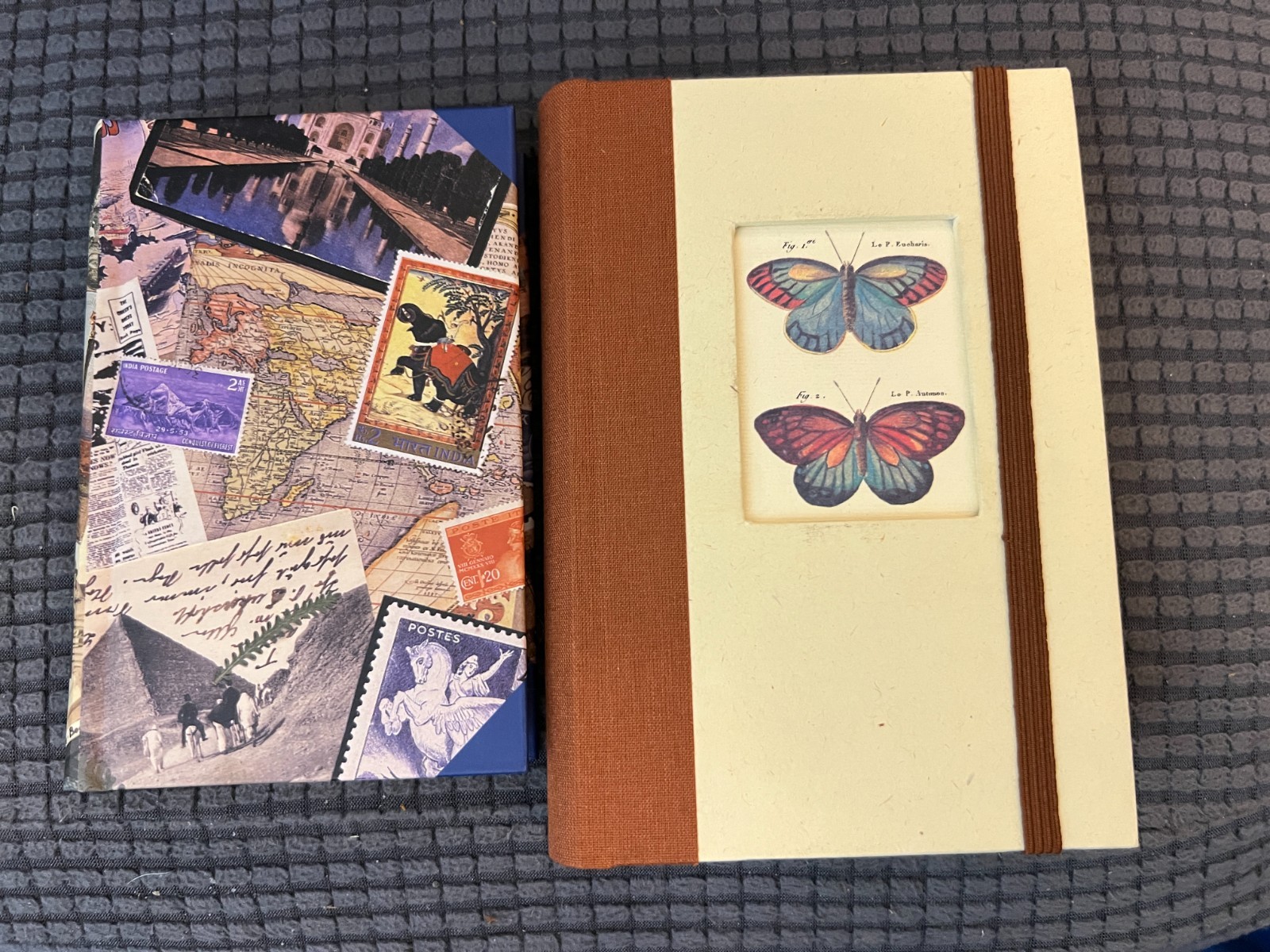 Lot of 2 notebooks Cavallini 6 1/4X 4 1/4 Notebook Butterflies and Collage NOS