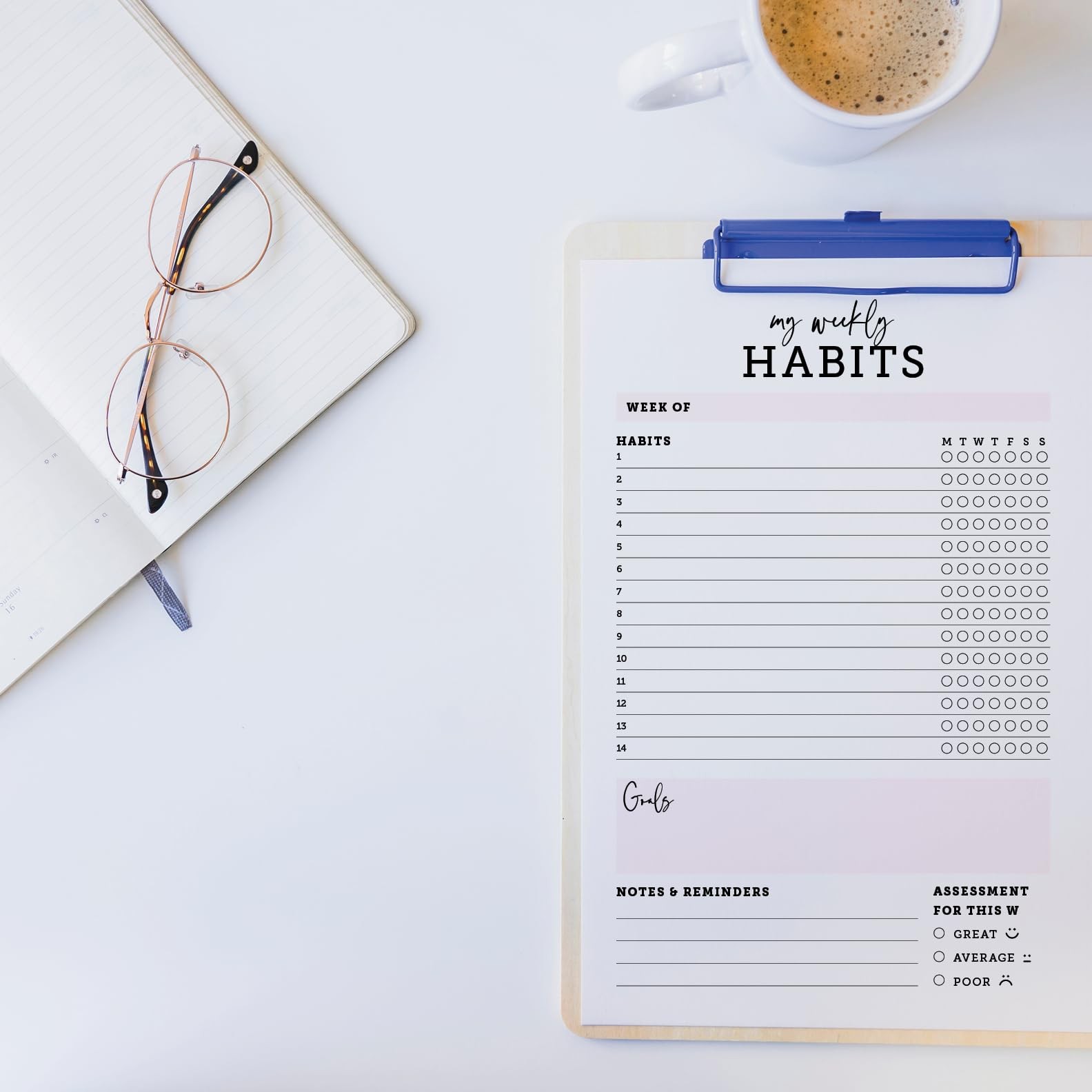 CARDAMONOLY Habit Tracker Notepad 6 inches X 9 inches, My Weekly Habits 6 x 9