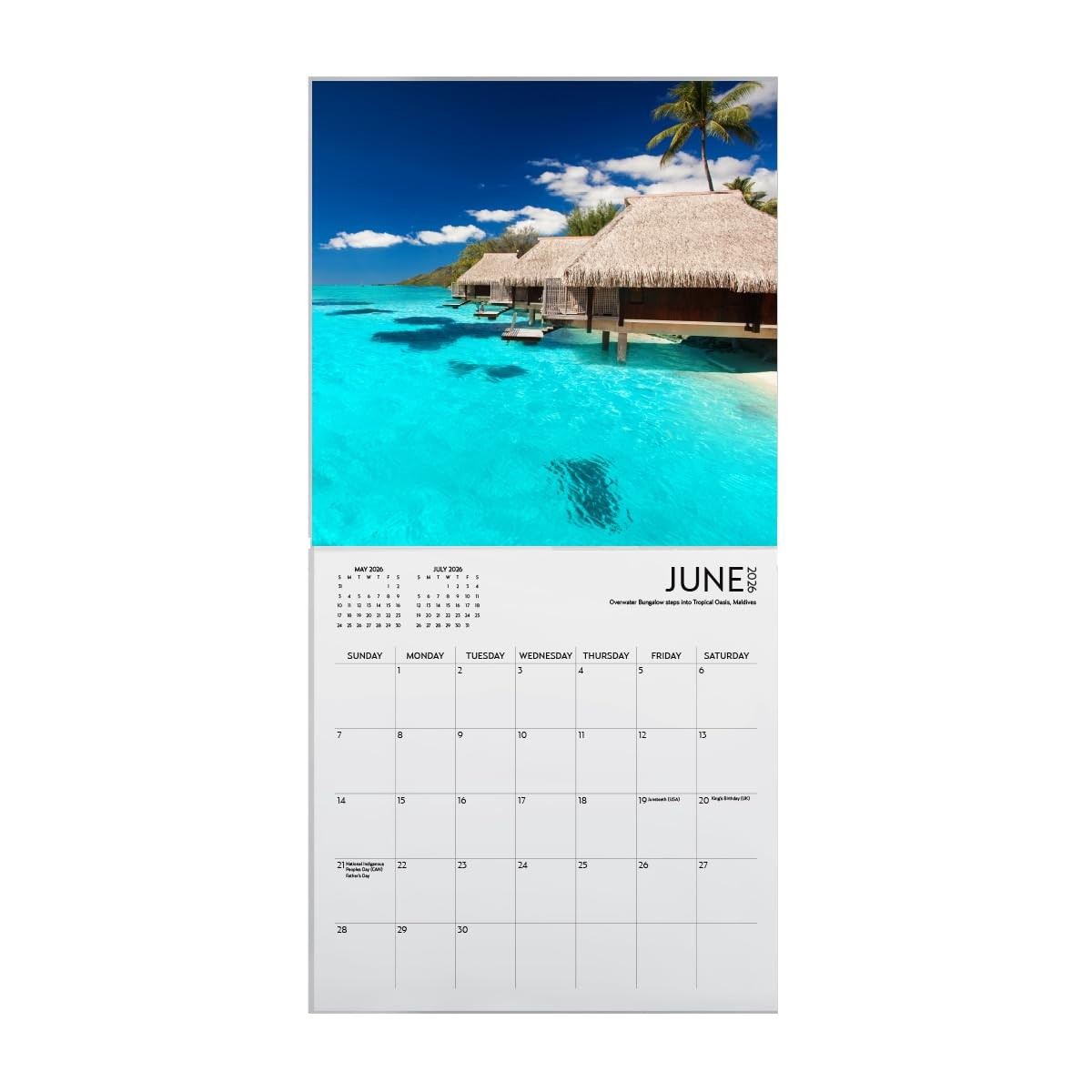 Beaches Calendar 2026, Large 12 x 24 inch, Wall Calendar,