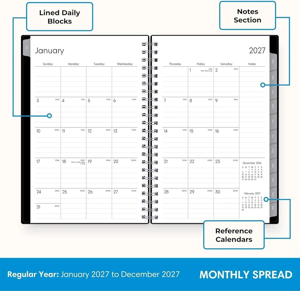 2027 Weekly and Monthly Planner Calendar, Includes January 2027 – December 2027,