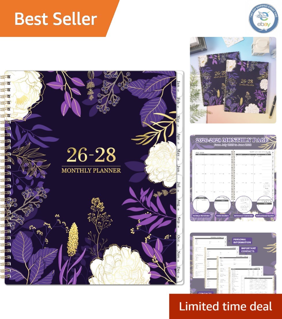 2026-2028 Two- Planner: Flexible Cover, Organized Monthly Layout with Tabs