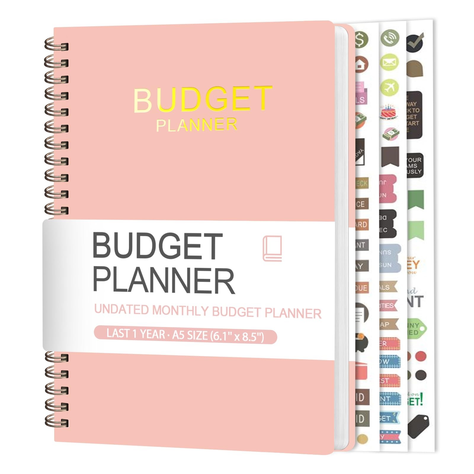 Budget Planner – Monthly Book with Expense A5（8.5” x 6.1”）, Pink
