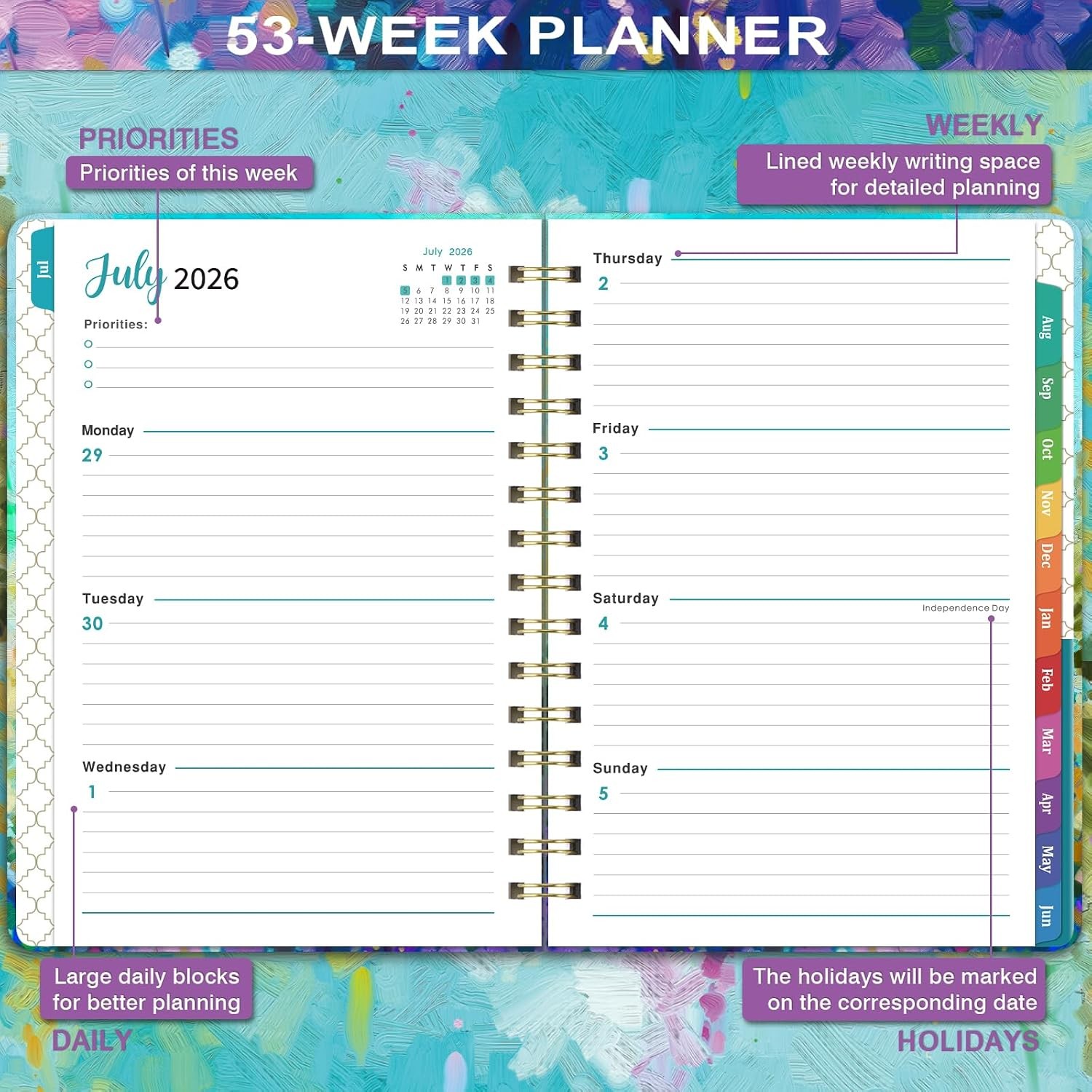 2027 Academic Planner 2026-2027 Daily Weekly Monthly Student Teacher Calendar