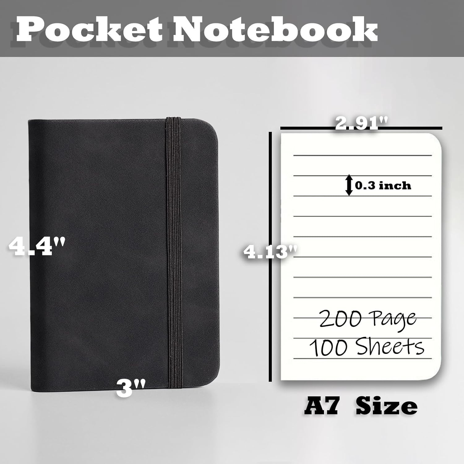 4 Pack Pocket Notebook Small Notebook, 3″ x 4.4″ Journal Notebook Hardcover with