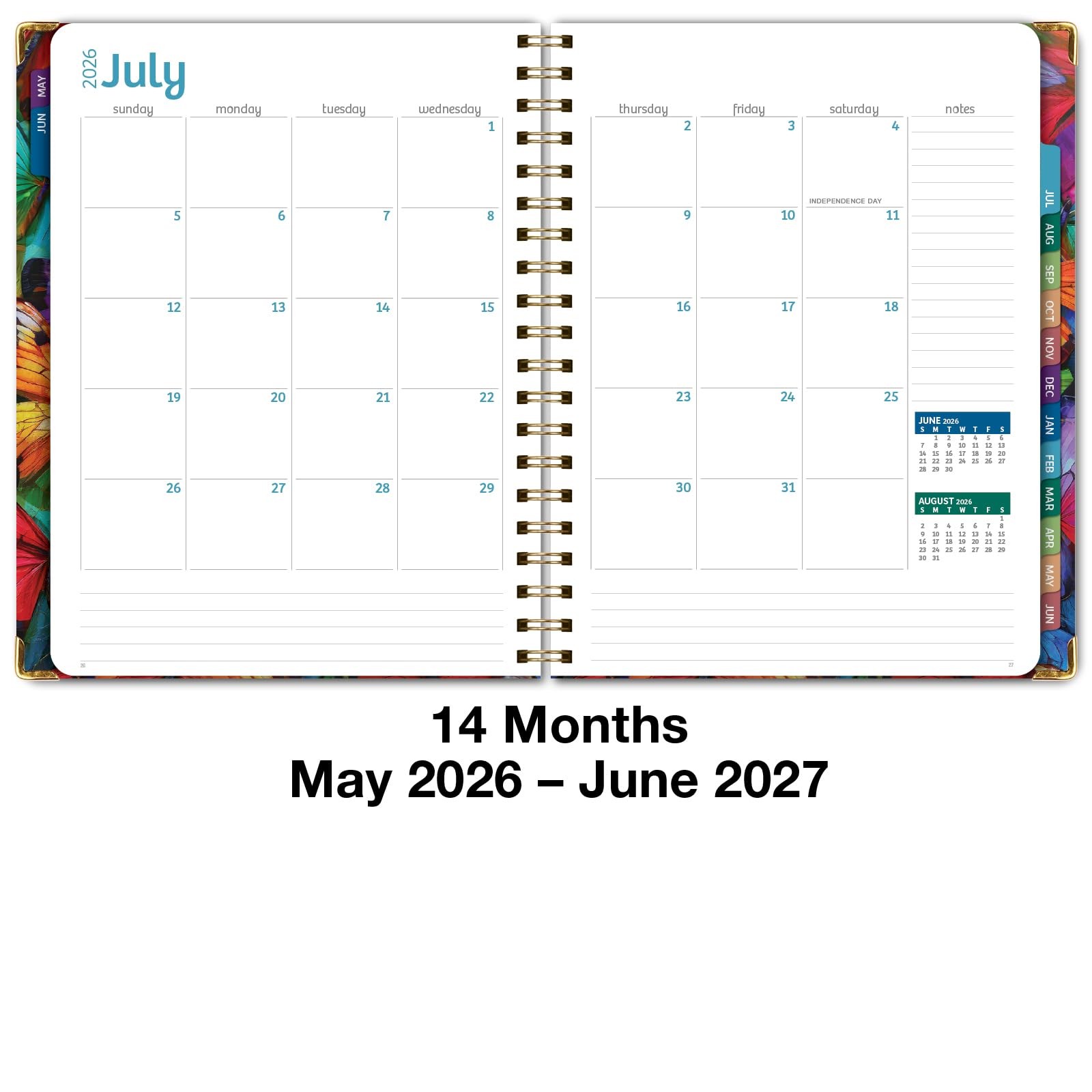 HARDCOVER Academic Year 2026-2027 Planner: 8.5″ x 11″, Colorful Butterflies