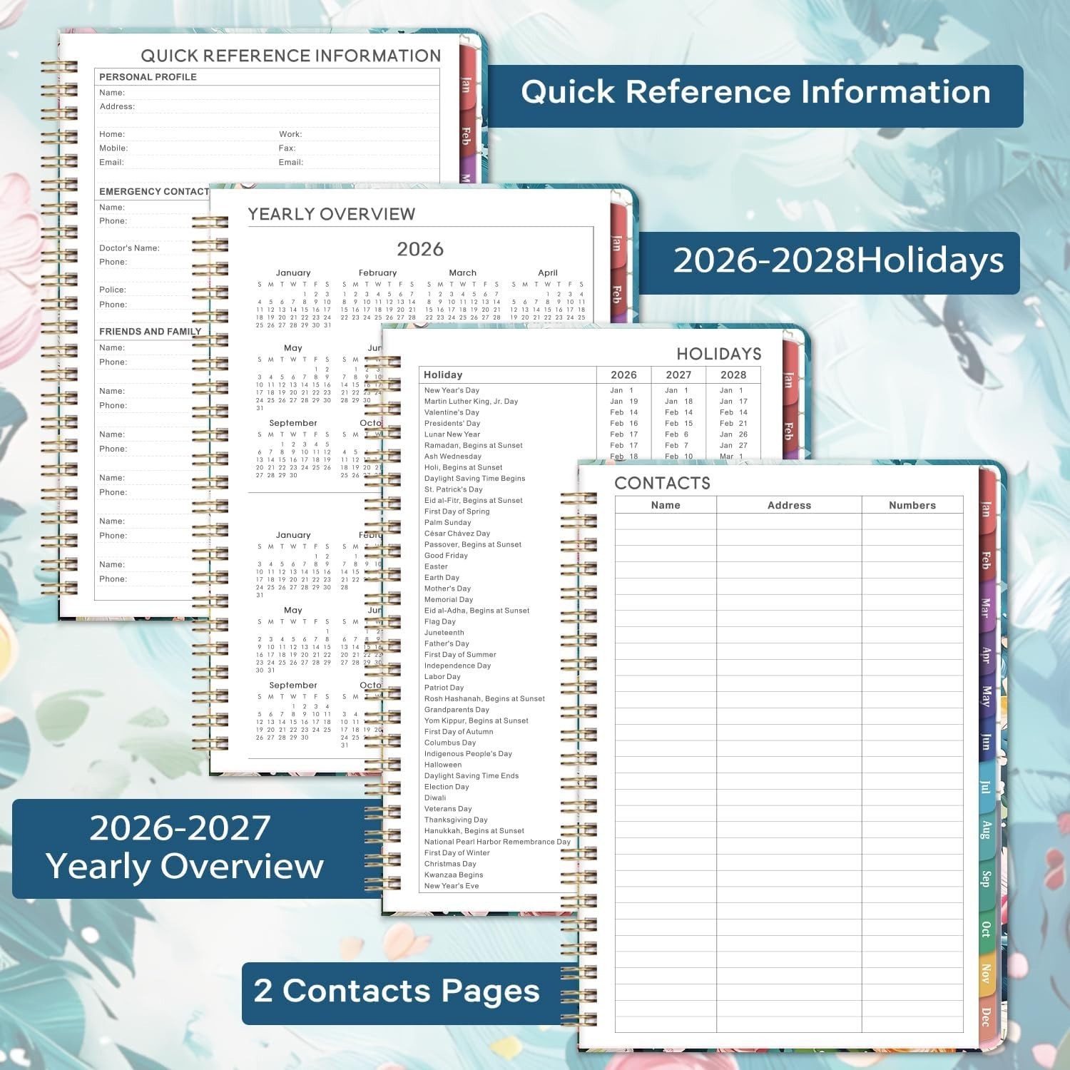 2026 Floral Planner: Twin-Wire Binding for Effortless Organization & Inspiration