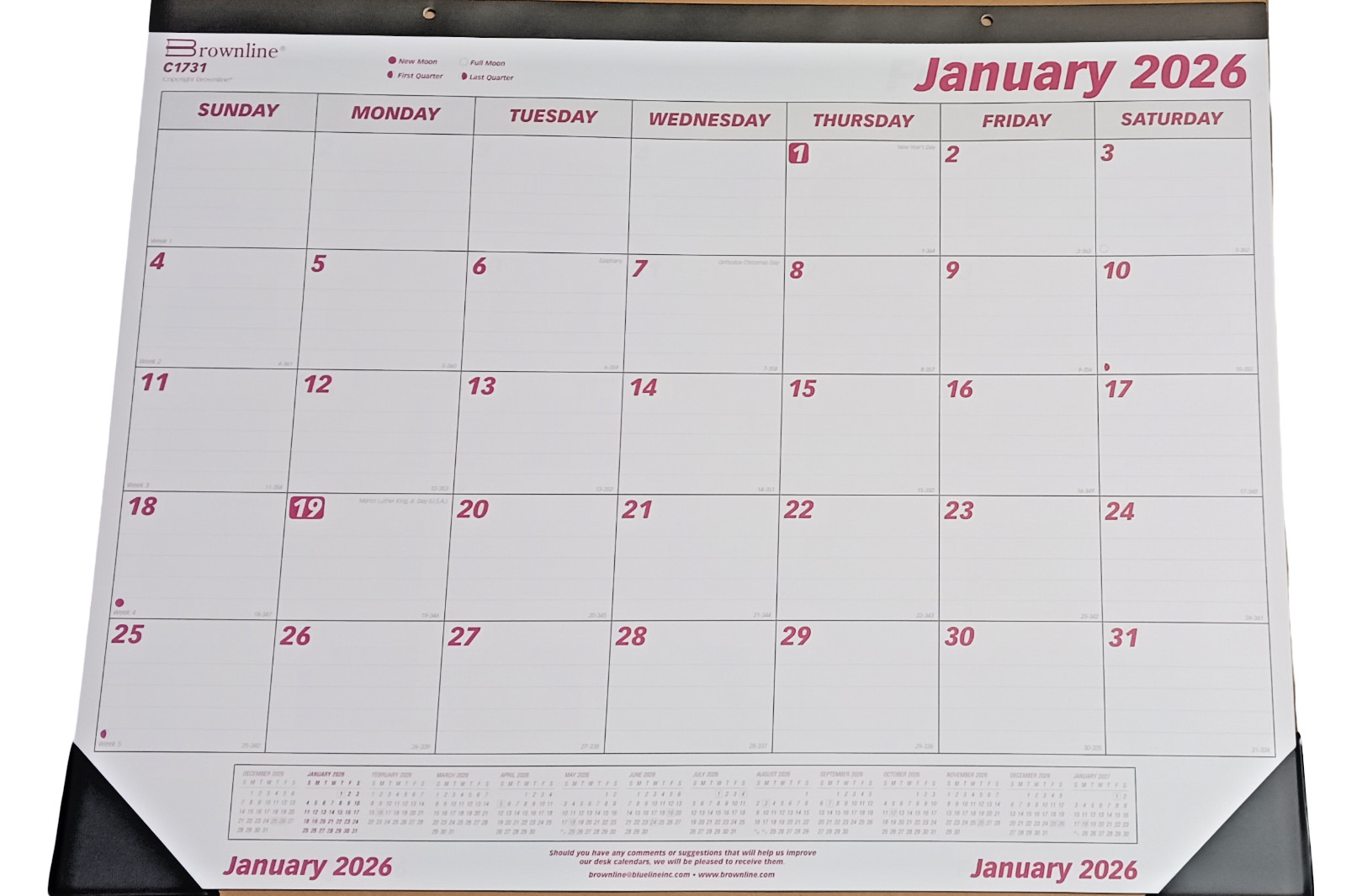 2024 Calendar Home Office Monthly Desk Pad Calendar 17″x22″ Brownline C1731-24