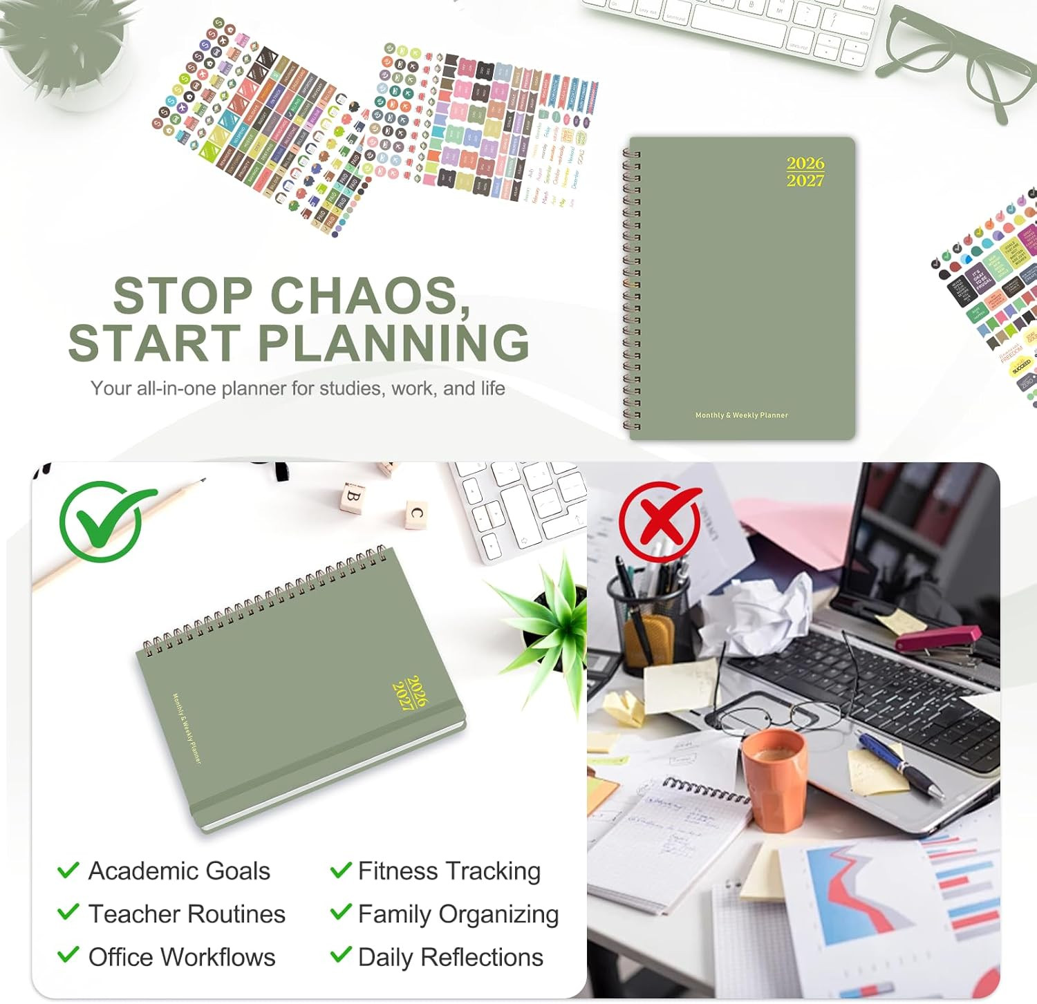 Planner 2026-2027, Weekly and Monthly Calendar Planner, JUL 2026 – JUN 2027 | A5
