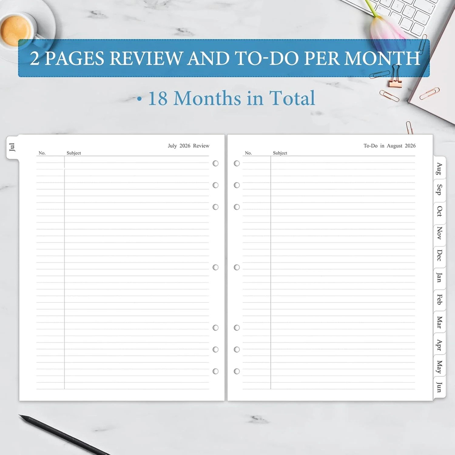 2026-2027 Monthly Planner Refill, A4 Letter Size Planner Inserts for 3 Ring, 8.5