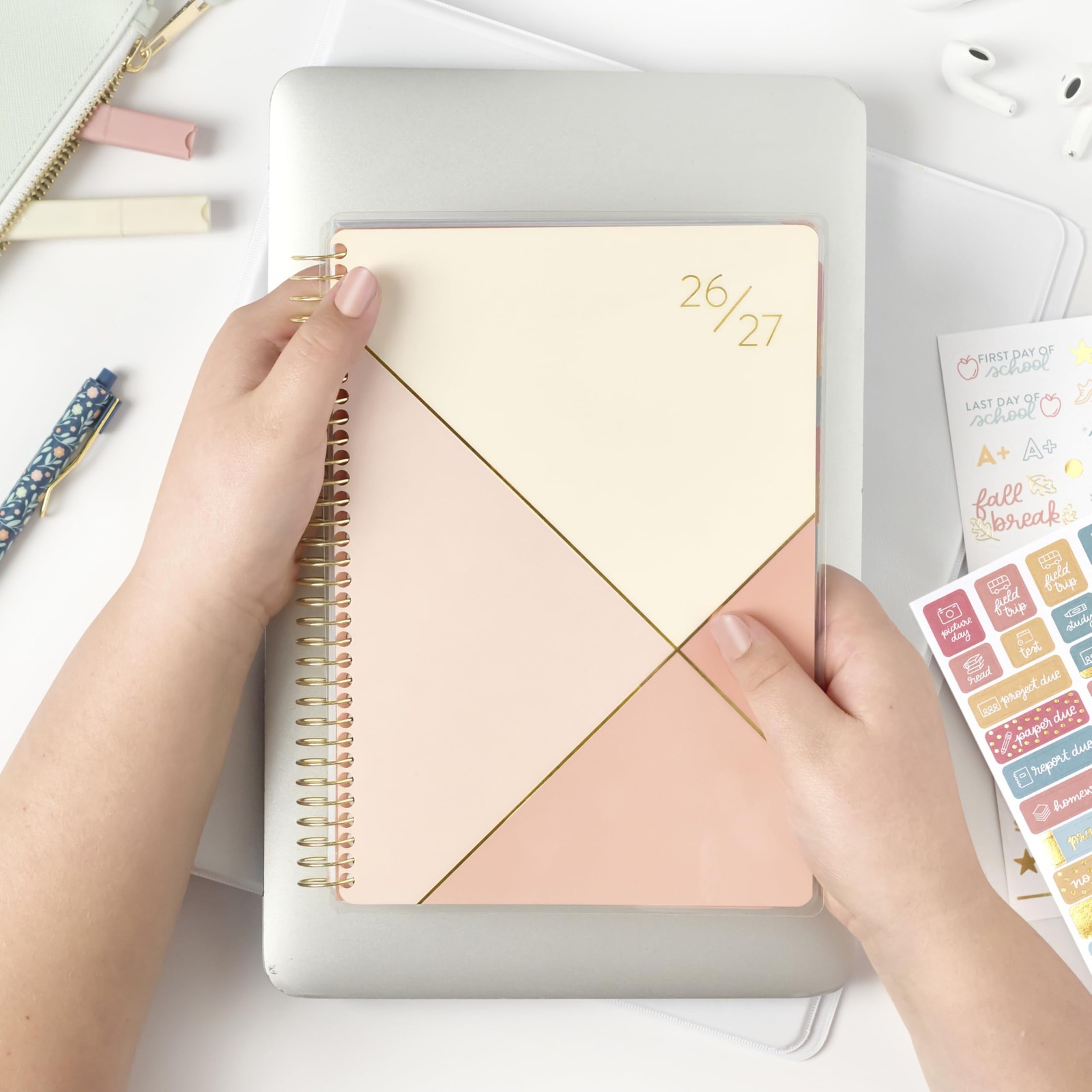 Passionate Penny 6.5 x 8.5 inches, 2026-2027 Student Planner – Pink Blocks