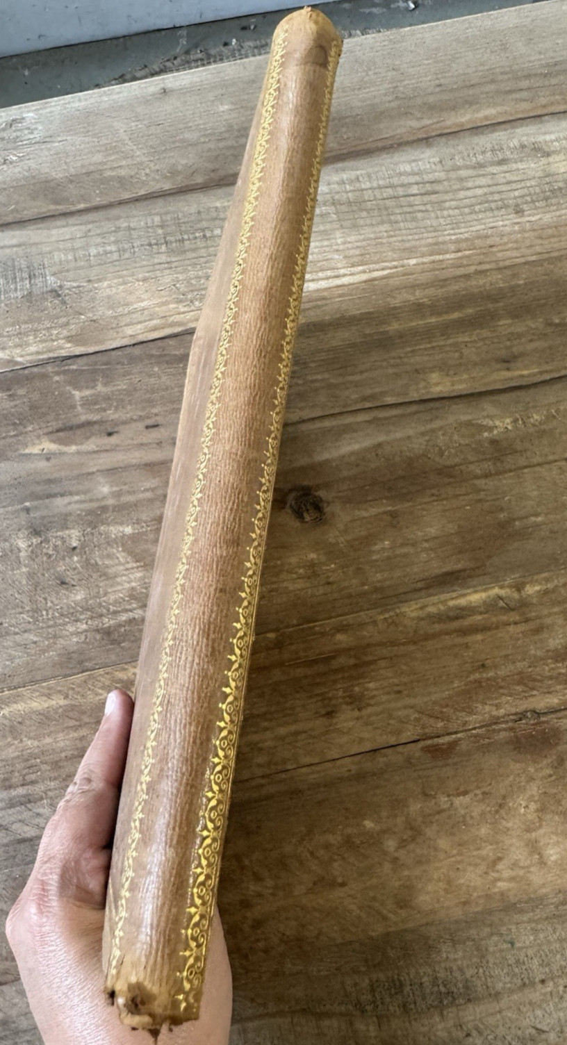 Vintage Tooled Leather Writing Portfolio 8×10 Moire Lined Folio Letter Case