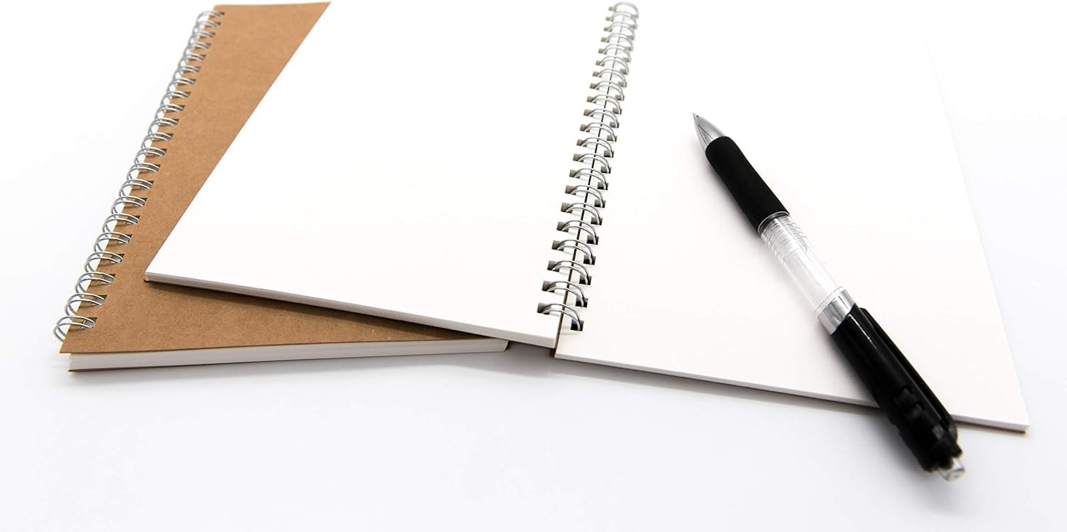 Soft Cover Spiral Notebook Journal 2-Pack, Blank Sketch Book Pad, Wirebound M…