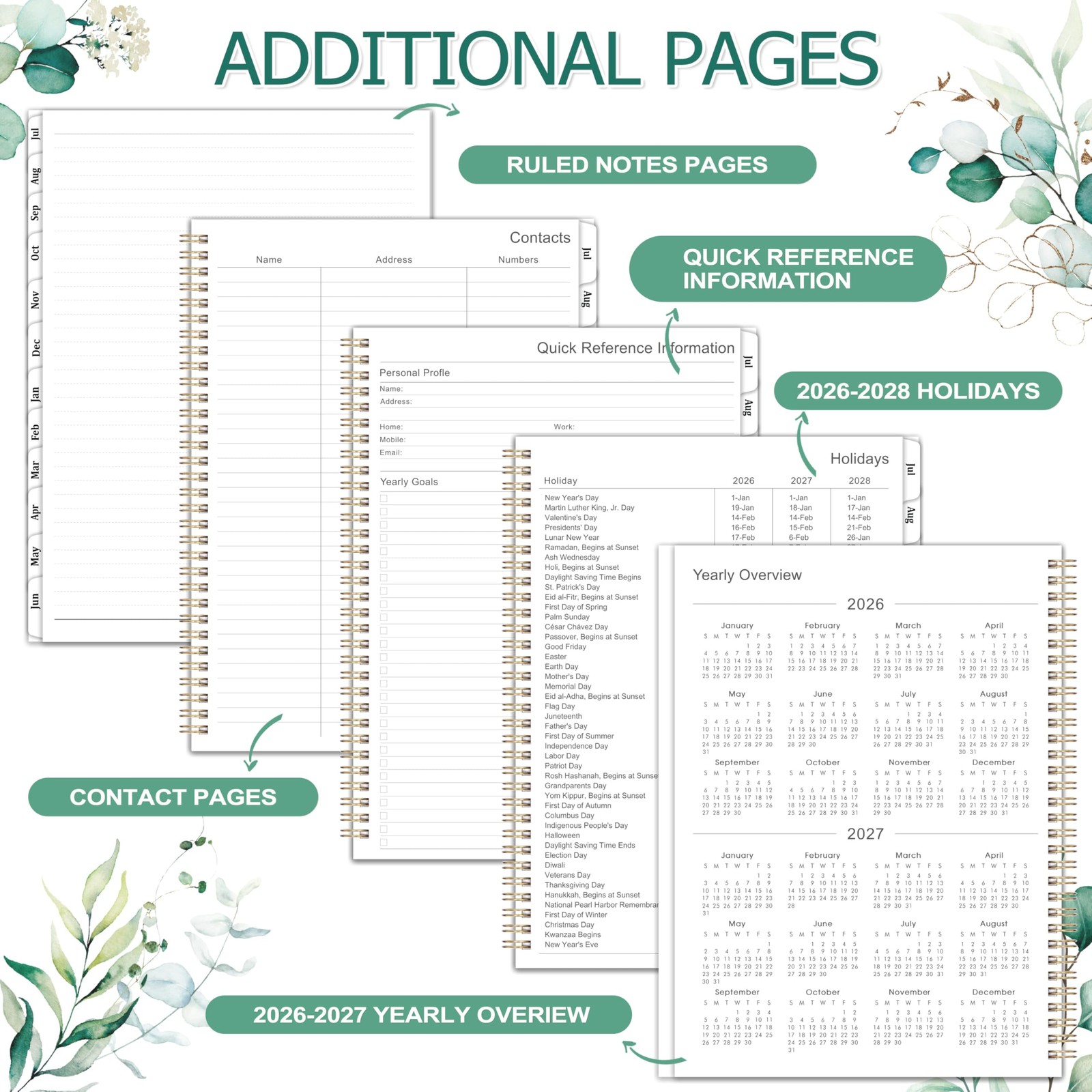 Planner 2026-2027 – 9″ x 11″ Weekly and x 11″, Green