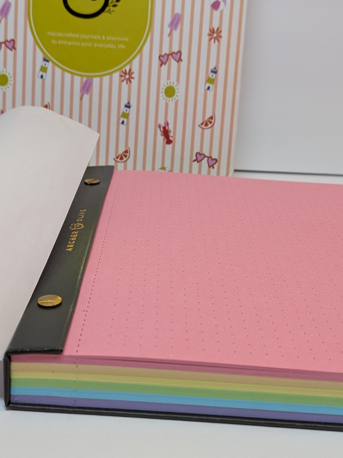 Archer & Olive Pastel Rainbow 8×8 Square Notebook Dot Grid Tear Away Rare NEW
