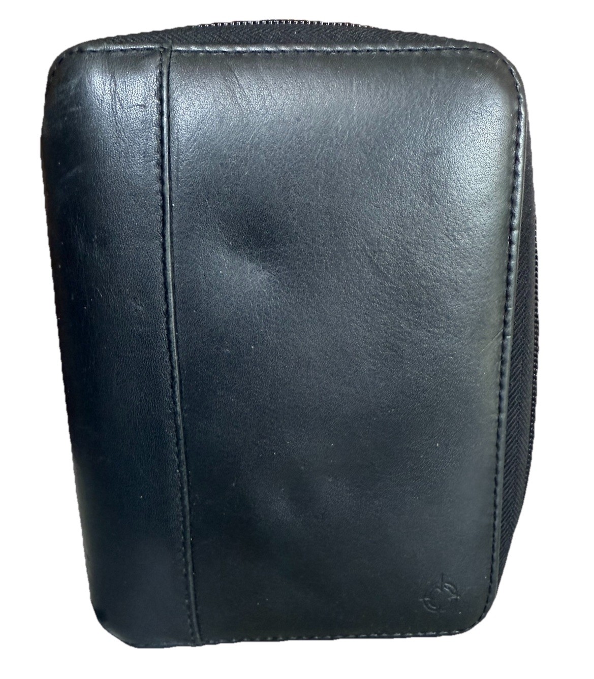Vintage Franklin Covey 6-Ring Zip Around Black Full Grain Leather Binder 1996