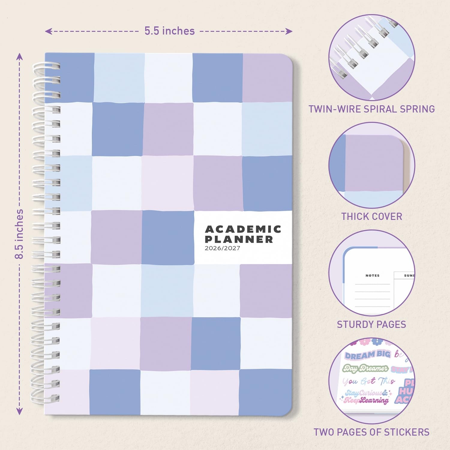 Sweetzer & Orange 2026-2027 Academic Planner – Student 5.5″ x 8.5″, Soft Sky