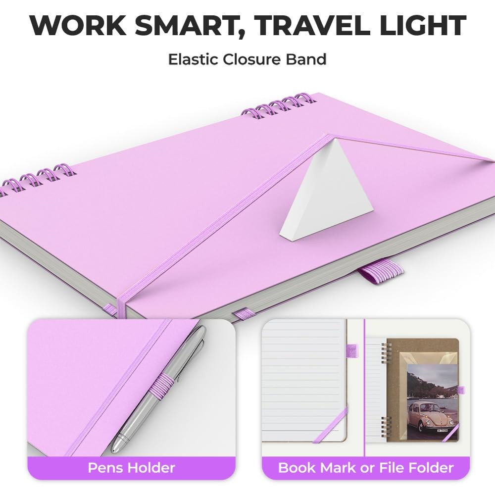BIYUNRO Spiral Journal Notebook – Lined Journals for Writing, Purple