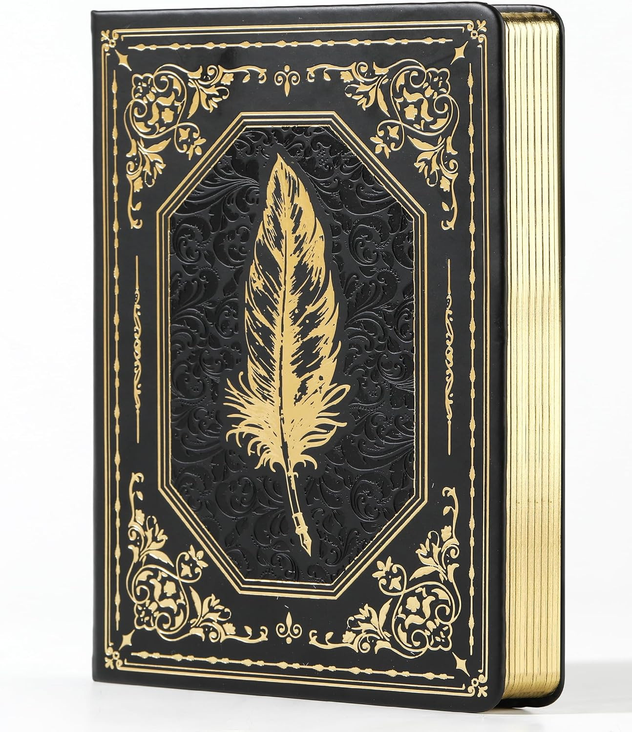 Vintage Leather Journal Women Men 200 Pages Gold Edge Hardcover 5.7″ X8.3″ Black