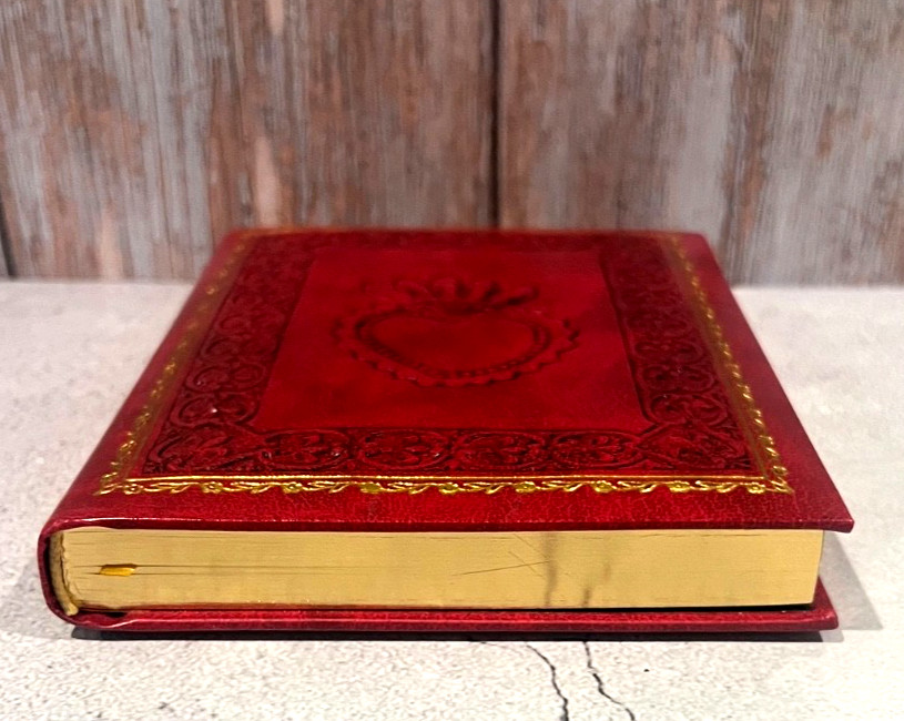 Fiorentina Italian Red Leather Journal Sacred Heart Embossed Gold Lined Notebook