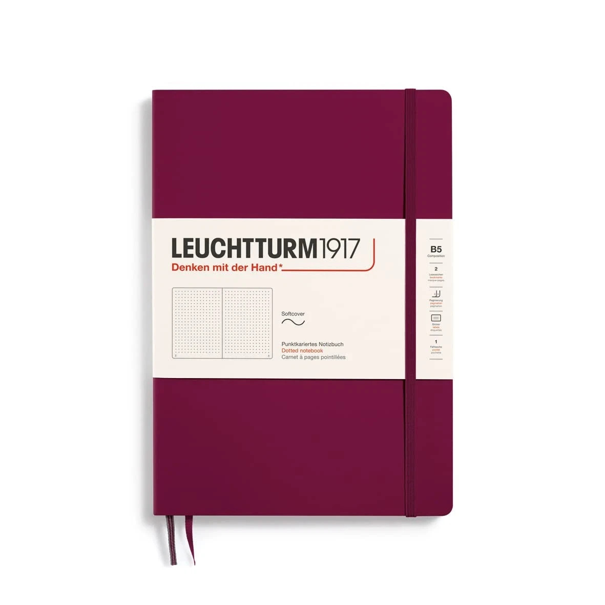 LEUCHTTURM 1917 SC composition notebook, 123 blank pages PORT RED, B5 – READ