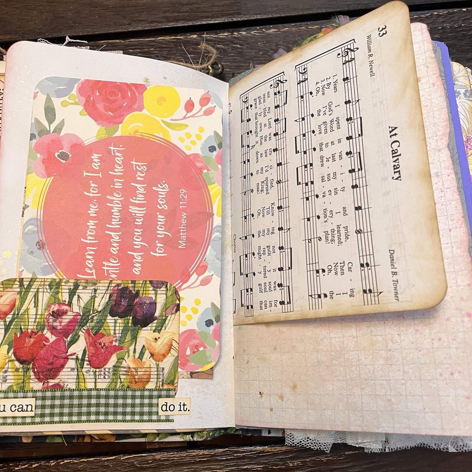 Junk Journal Nature Music Hymns Christian Faith Based Softcover Decorated 3 Sig