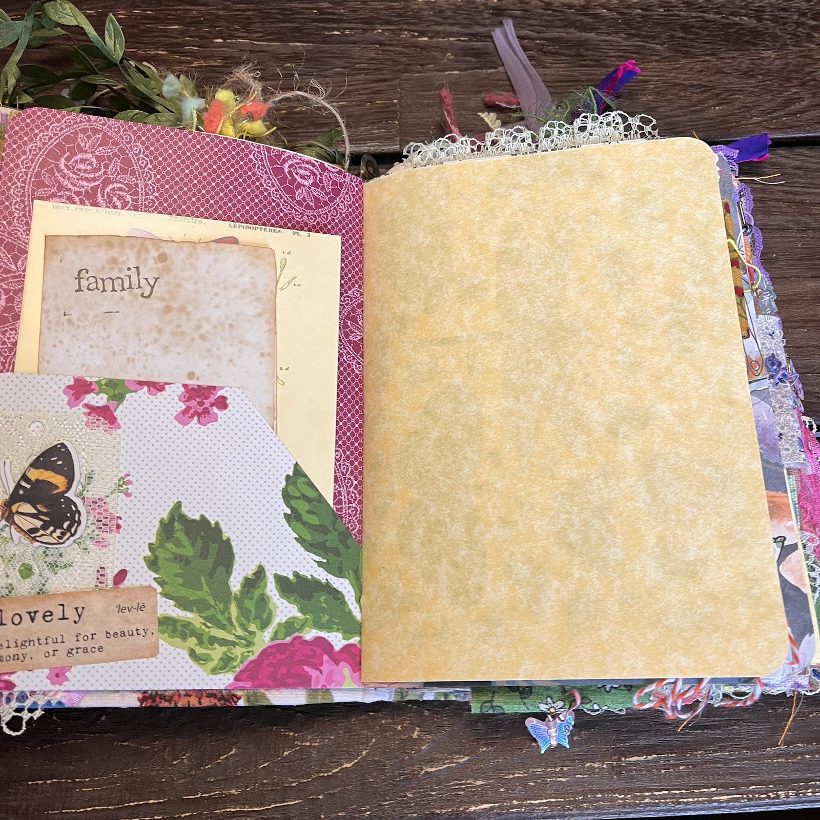 Butterfly Junk Journal Faith Floral Nature Flowers Softcover Decorated 3 Sig