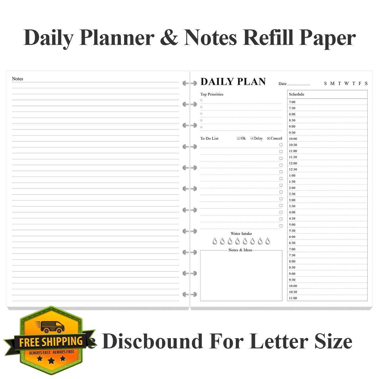 Yaridar 100 Sheets Discbound Planner Refill