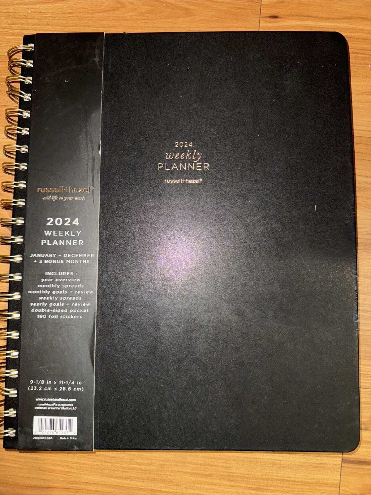 Russell & Hazel Weekly/Monthly Planner, 9-1/8″ x 11-1/4″, Black