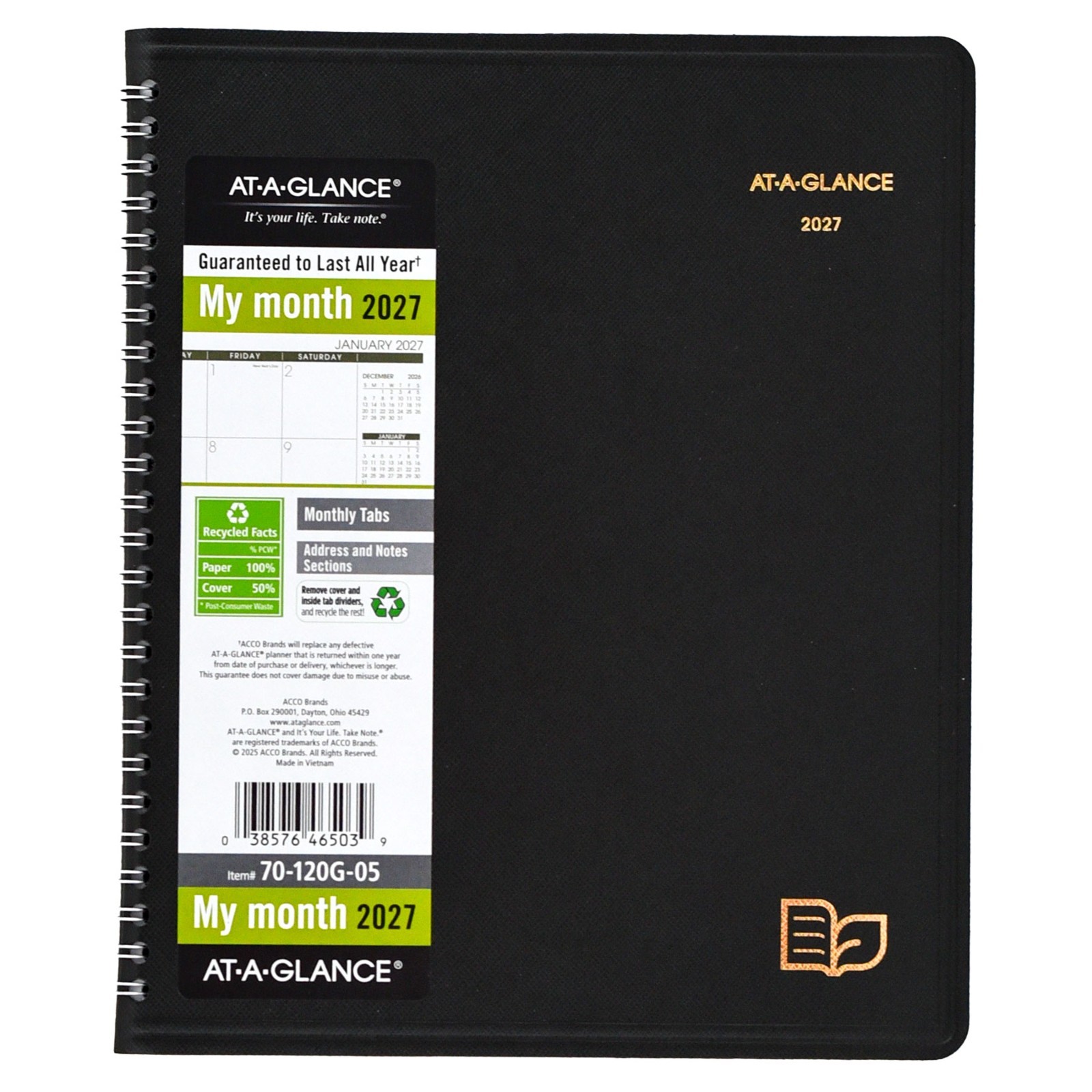 2026 At-A-Glance 70-120G-05 Monthly Planner, Recycled, 7 x 8-3/4″