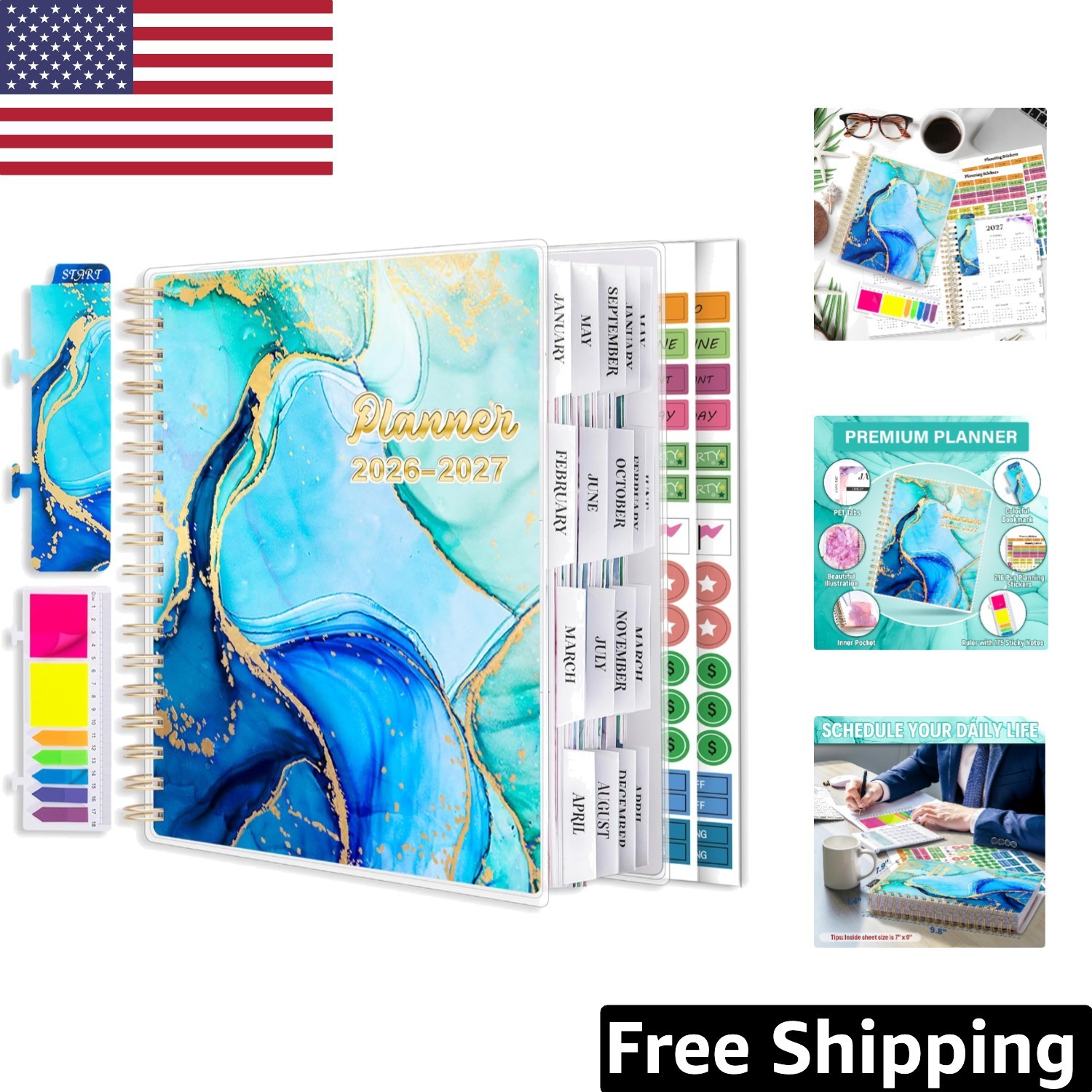 Elegant 18- Planner 2026-2027 with Stickers & Pocket: Your Essential Agenda