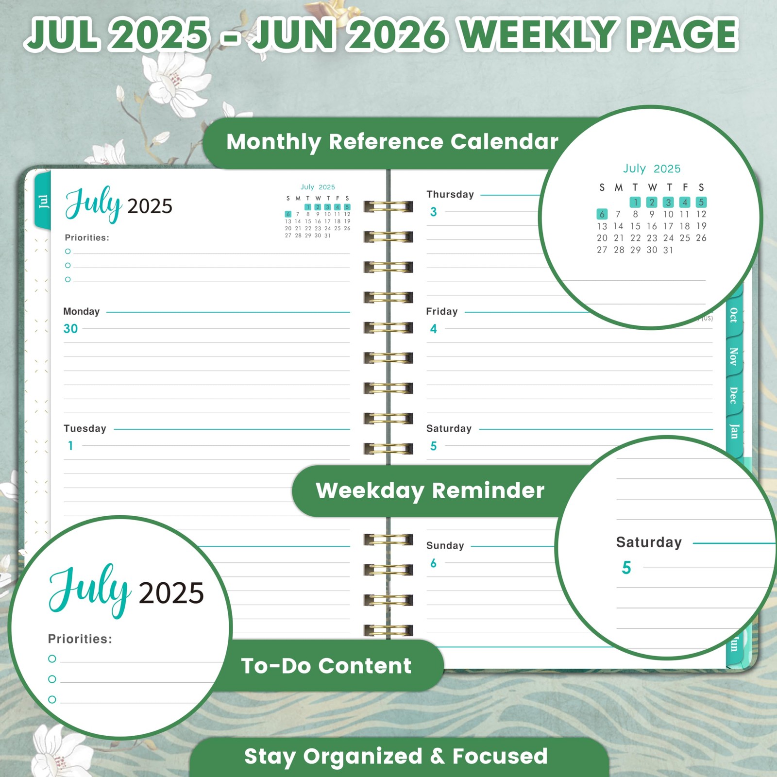 Planner 2025-2026 – JUL 2025 – JUN 2026, Academic Planner 2025-2026, Weekly
