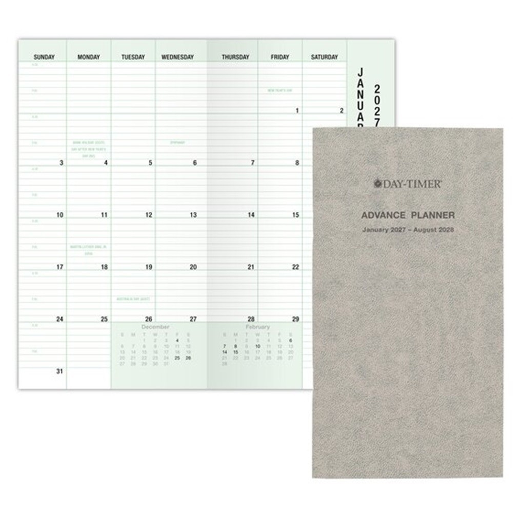Day-Timer Jan27 – Dec27 Two-Page/Day 24-HR Planner Refill, Wired, Extras