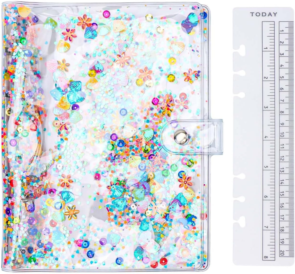 A5 Budget Binder Cover 6 Ring Binder Cute Glitter Quciksand PVC Planner Cover…