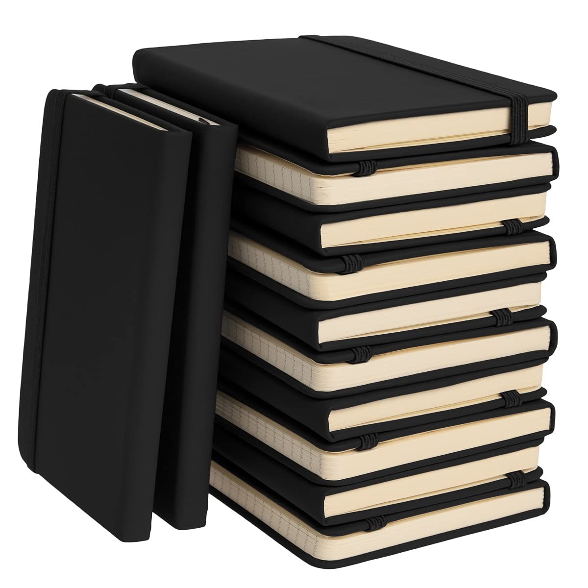 Simply Genius Pocket Notebook A6 Hardcover Mini Ruled Journal 12 Pack, Black