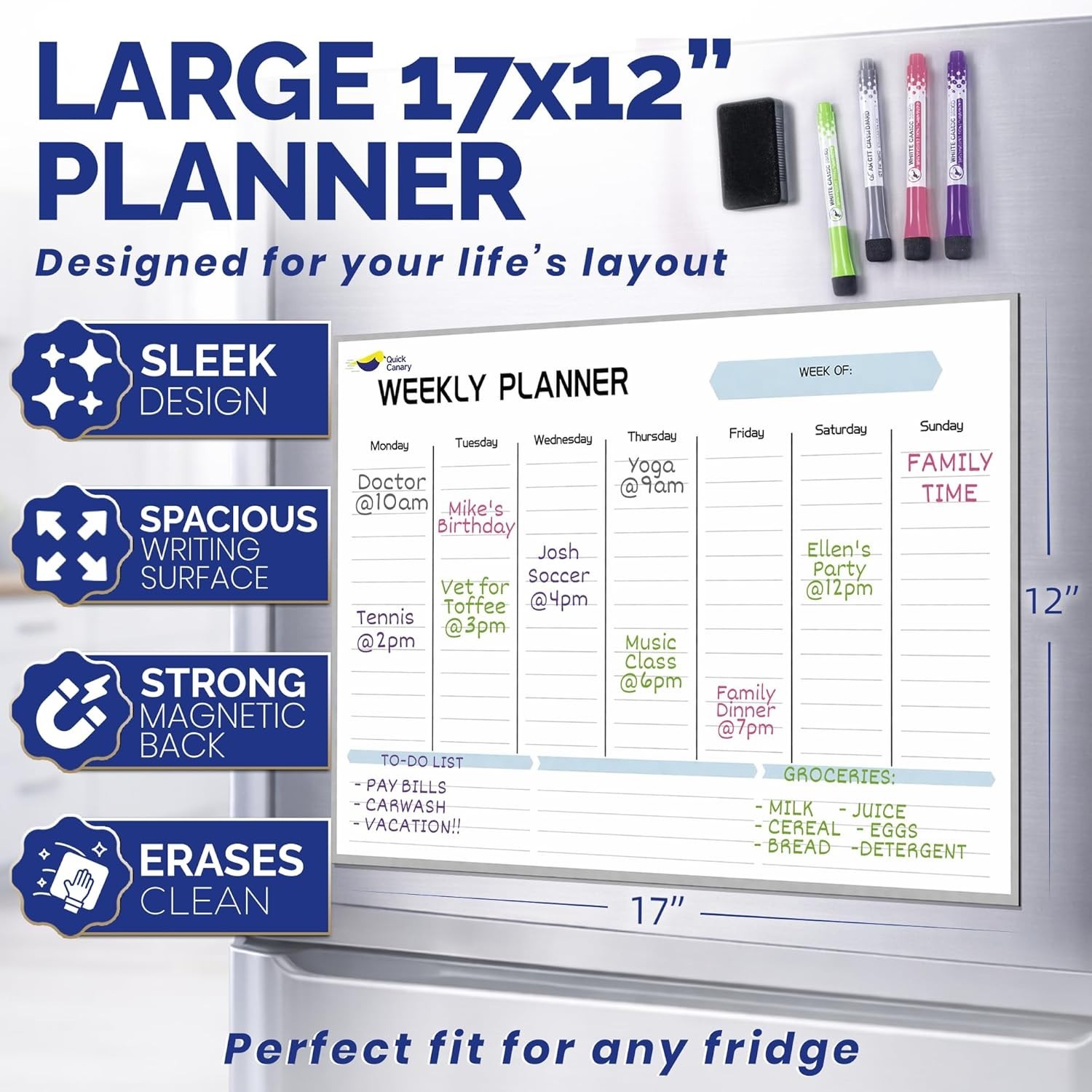 Magnetic Meal Planning Calendar for Fridge with Clear Visibility and Easy Access