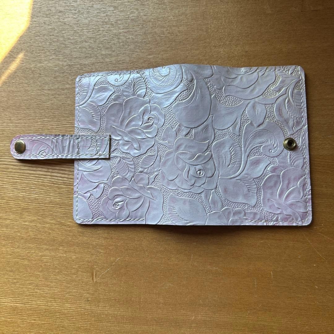 Rose Pink & White A6 Leather Notebook Cover, Pearl Pink & White, Used