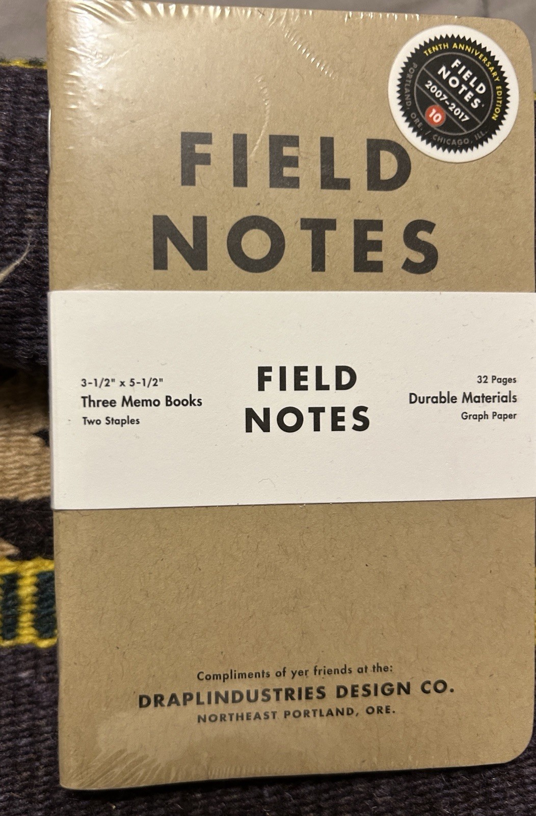 Field Notes 10 Year Anniversary (2007-2017) Three (3) 32 Page Memo Books