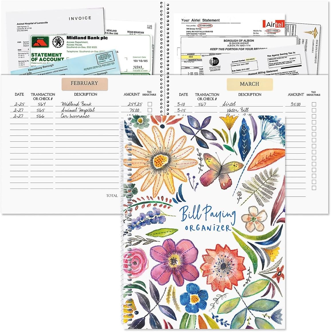 Embroidered Florals Bill Paying Organizer Book-9″ x 12″ Personal Account Book