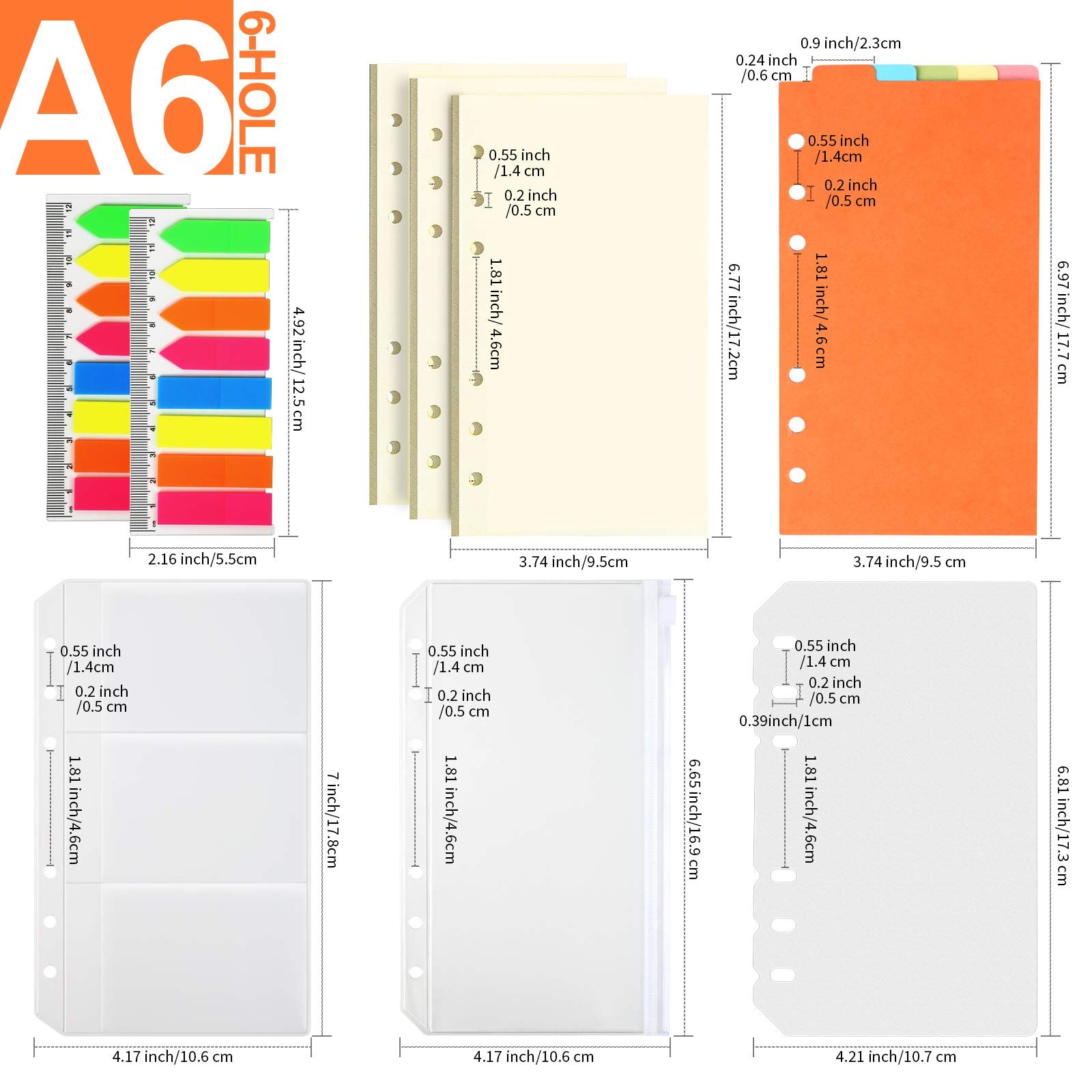 A6 Blank Paper 135 PCS Beige 6.73″x3.74″ – Refill for 6-Ring Binders