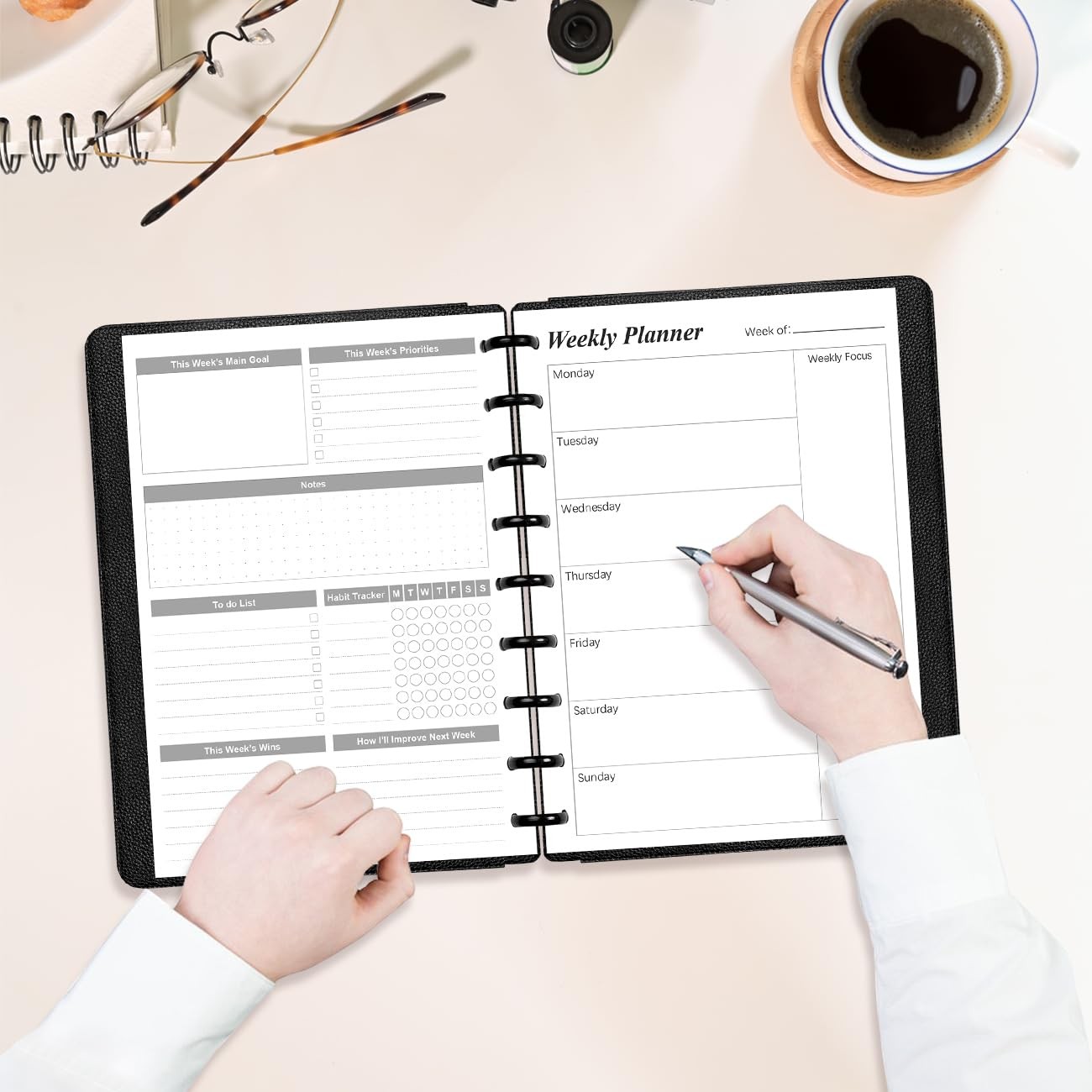 Classic Size Weekly Planner Refills – 9 Disc 1-Pack, White