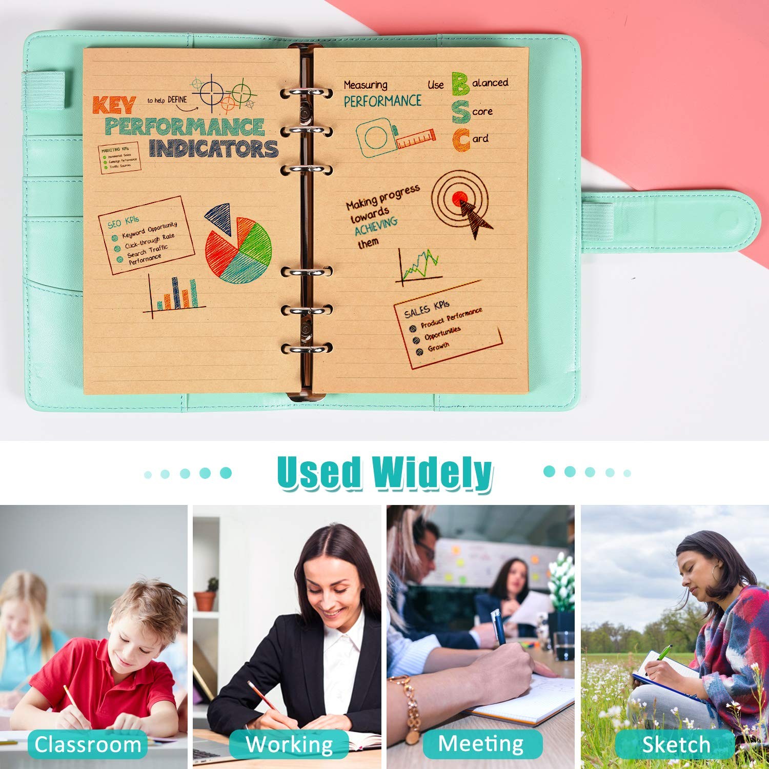 A5 Refill Paper, 280 Pages Loose Leaf Paper 6 Hole A5, Lined Kraft