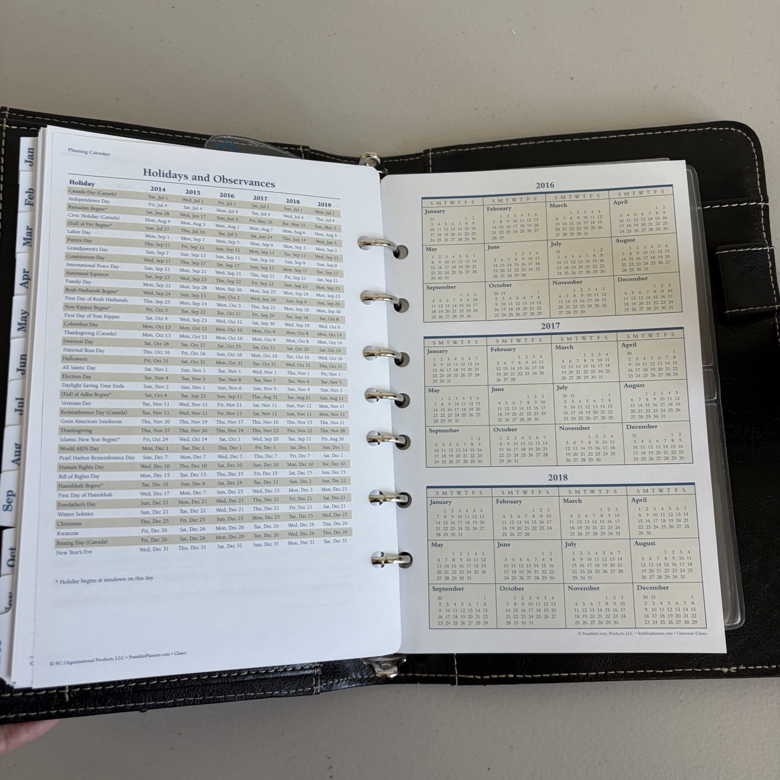 Franklin Covey Leather 7-Ring Notebook Planner Organizer Needs Fillers Black