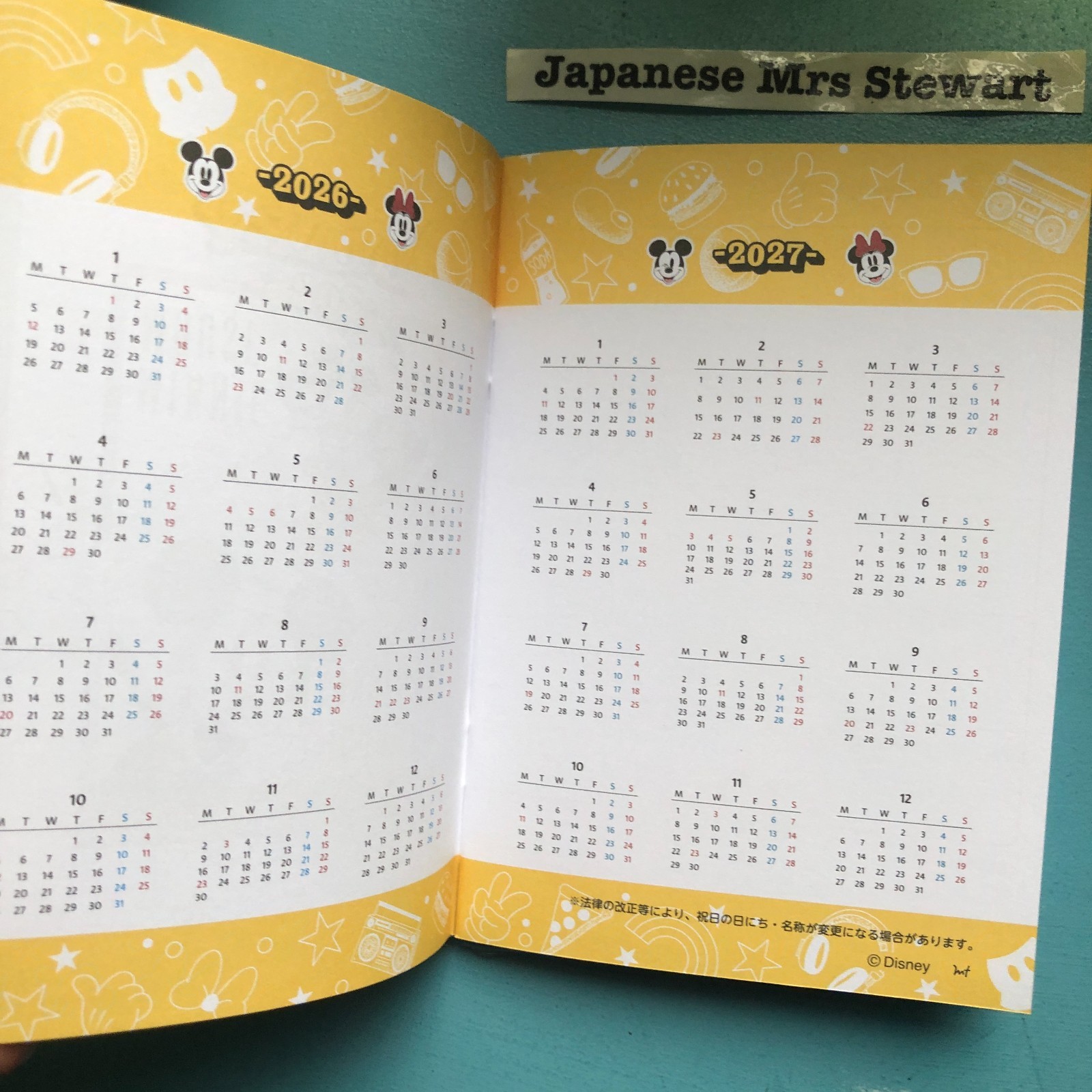 Mickey Mouse & Minnie 2026 Monthly Planner Schedule Book A6 DEC 25 – JAN 27