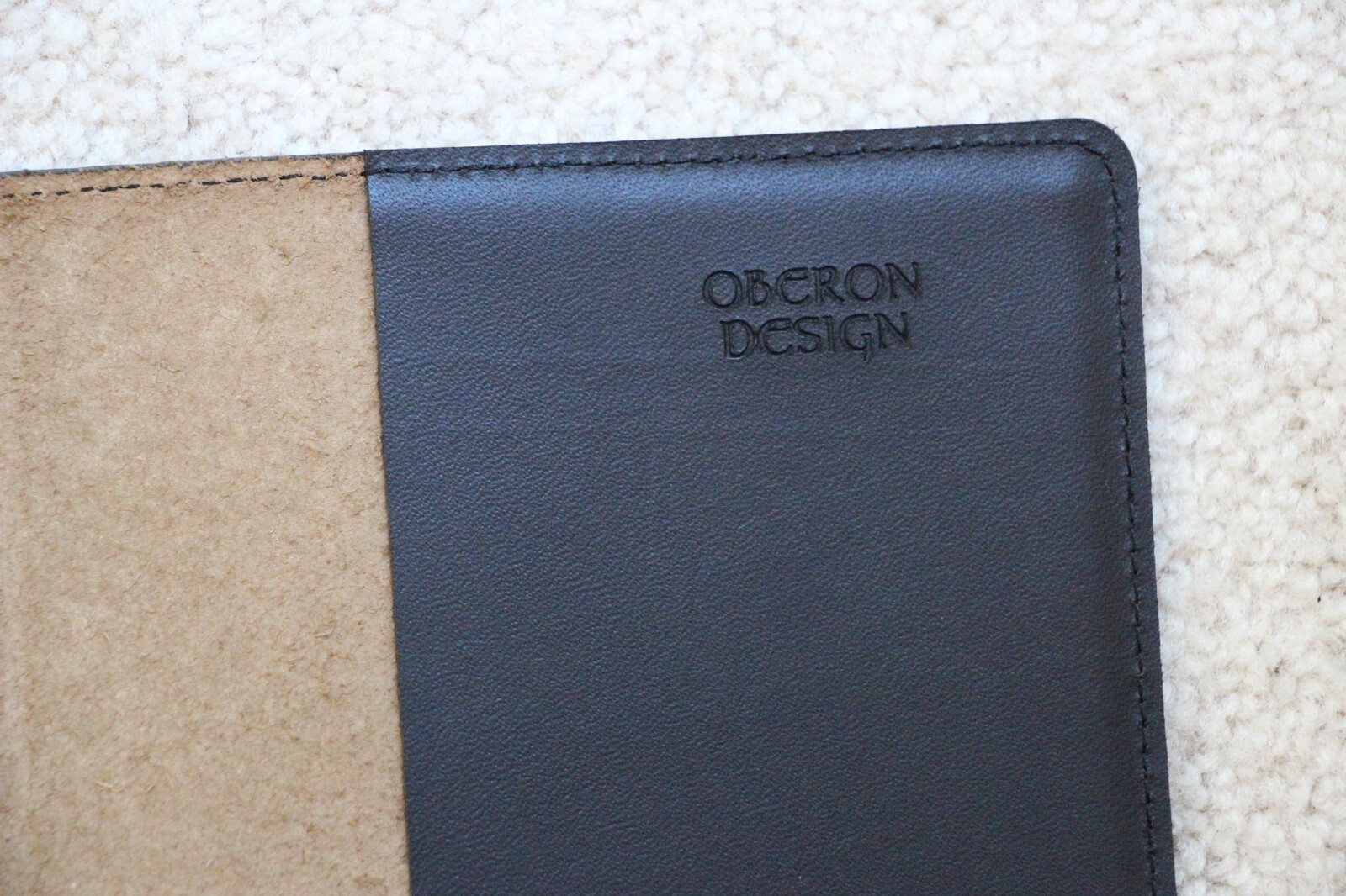 Oberon Design Pebble Leather ICON Journal Cover 6″x 9″ YIN & YANG in Taupe/Black