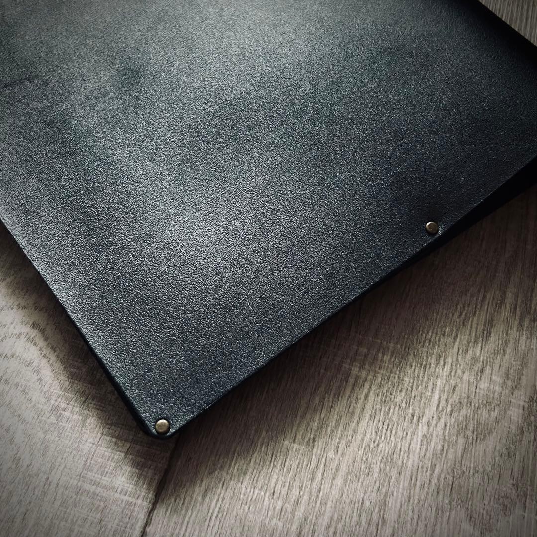 Matte Black Leather Notebook Cover Slim Smooth Cowhide Used