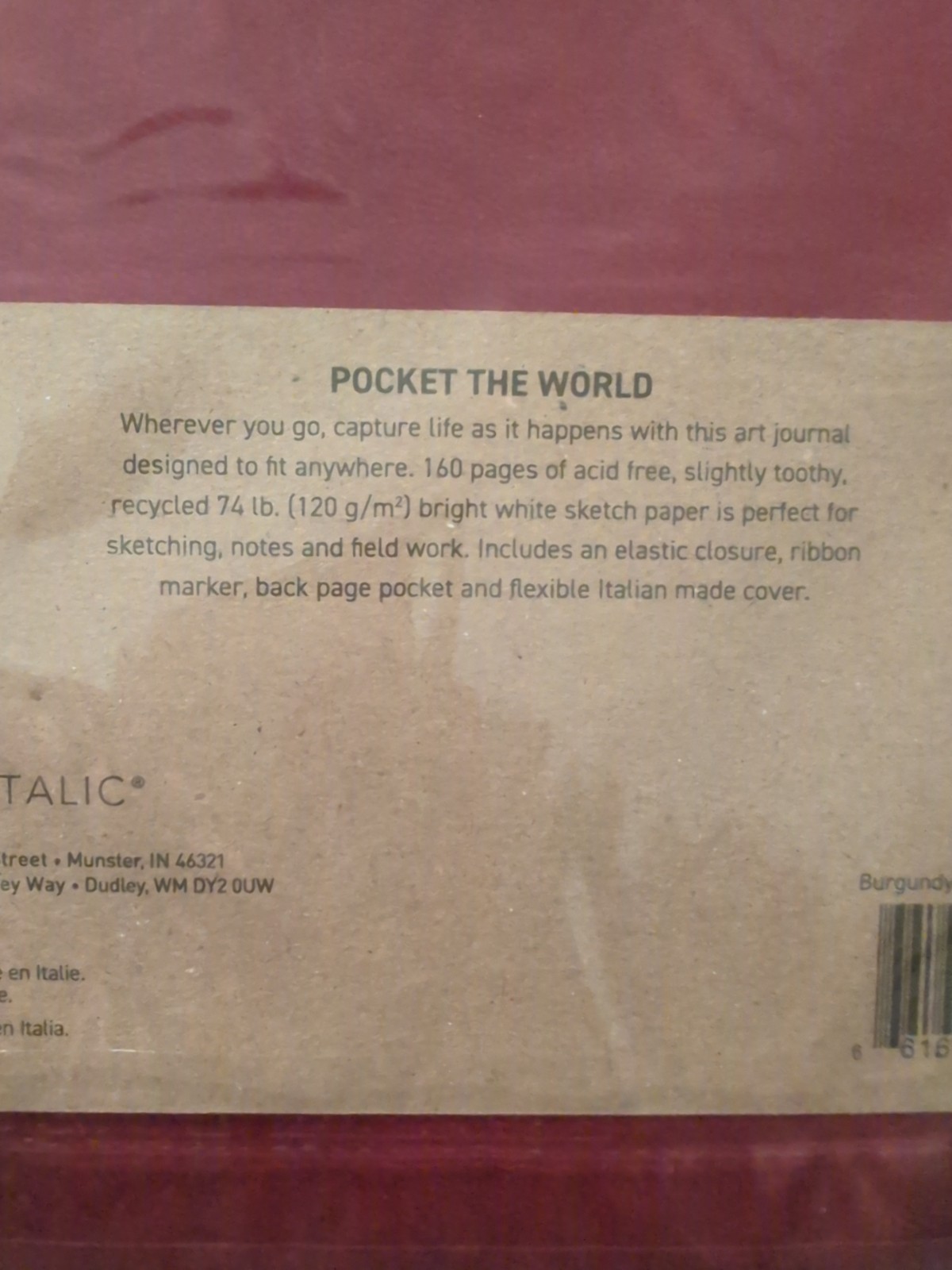 6″ x 8″ Pocket Sketchbook Traveler Journal 160 Pages Burgundy Brand New Sealed